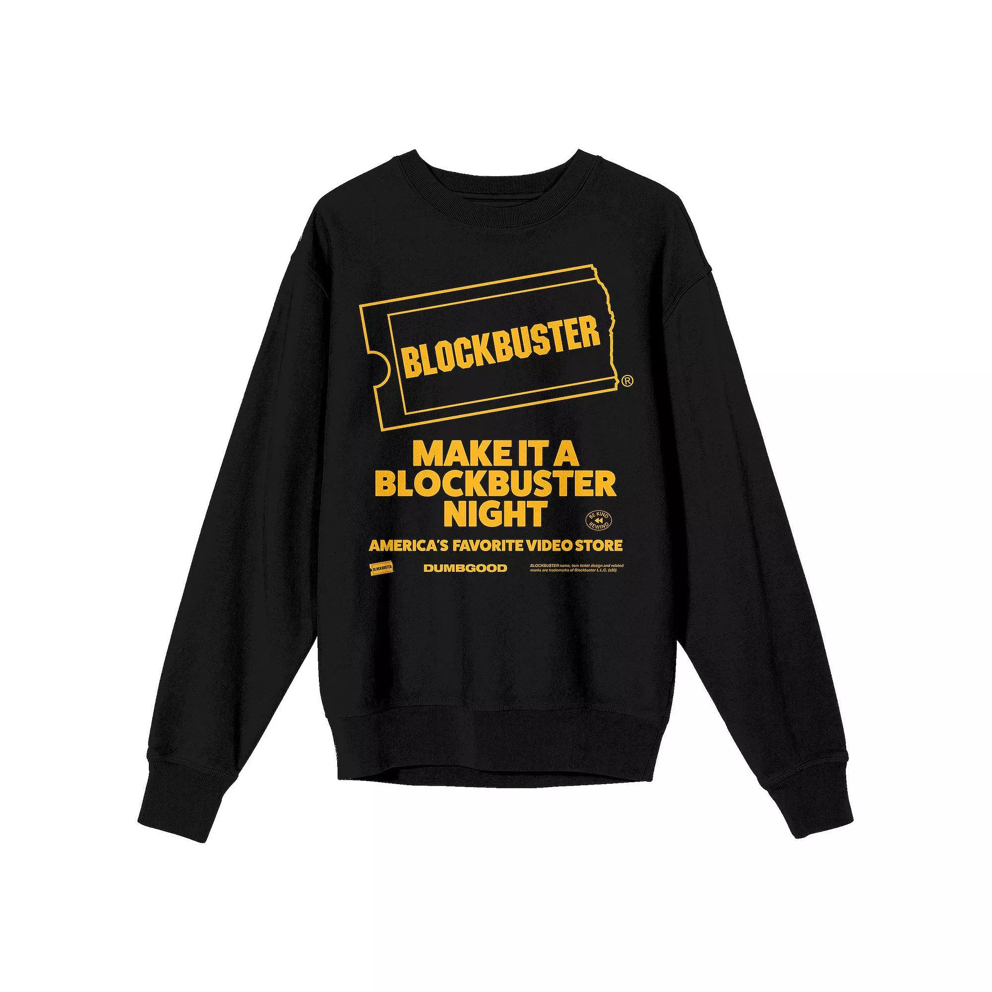 Men's Blockbuster "Make It a Blockbuster Night" Black Long Sleeve Graphic Tee, Size: XL Product Image
