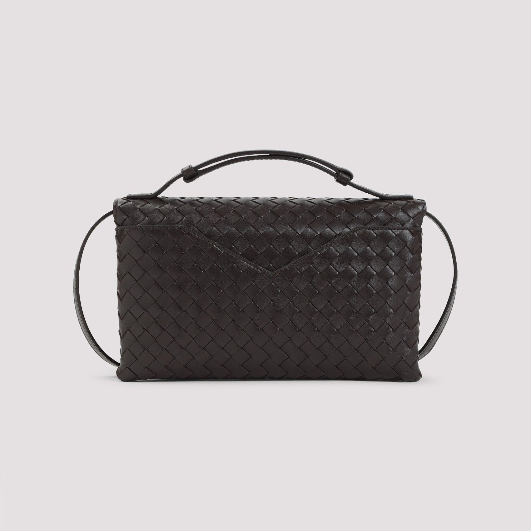 BOTTEGA VENETA Knot Lock Medium Intrecciato Leather Shoulder Bag In Brown Product Image