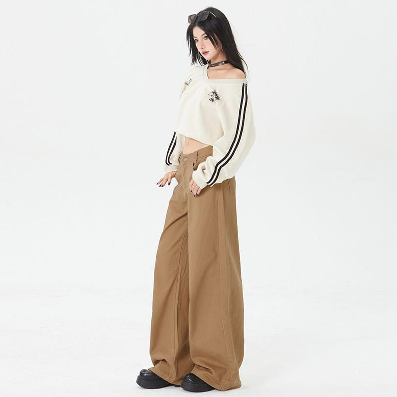 Mid Rise Plain Wide Leg Jeans (Various Designs) Product Image