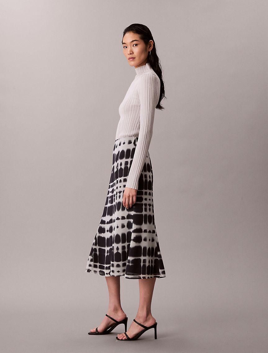 Printed Flared Midi Skirt Product Image