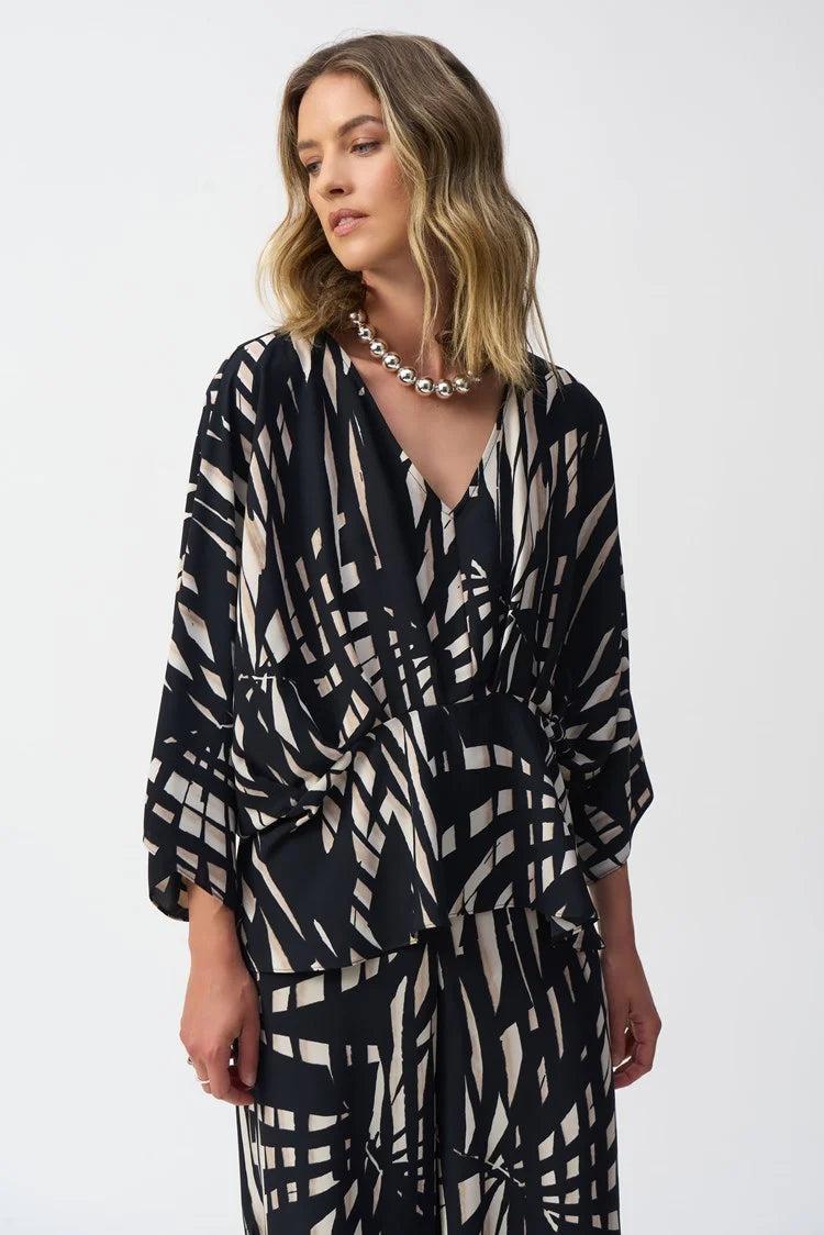 Woven Tropical Print Peplum Top Product Image