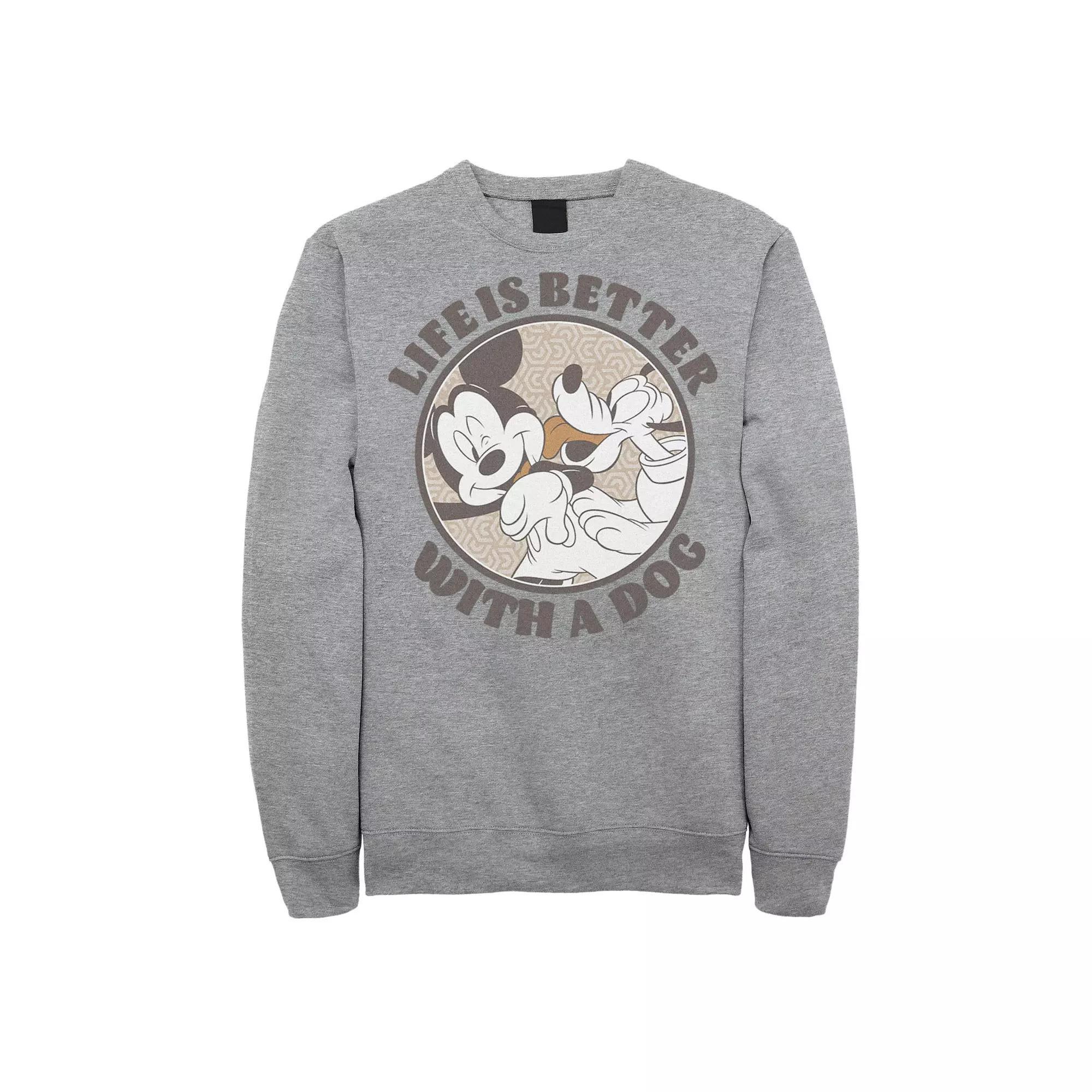 Disney's Big & Tall Mickey & Friends Life Is Better With A Dog Fleece, Men's, Size: Large Tall, Athletic Grey Product Image