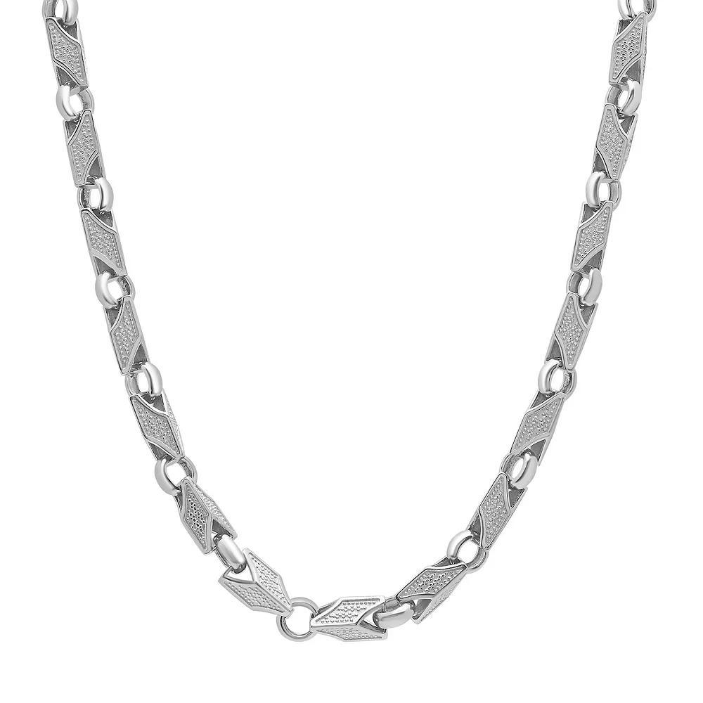Men's Stainless Steel 24 in. Textured Chevron Link Chain Necklace, Size: 24", Sterling Product Image