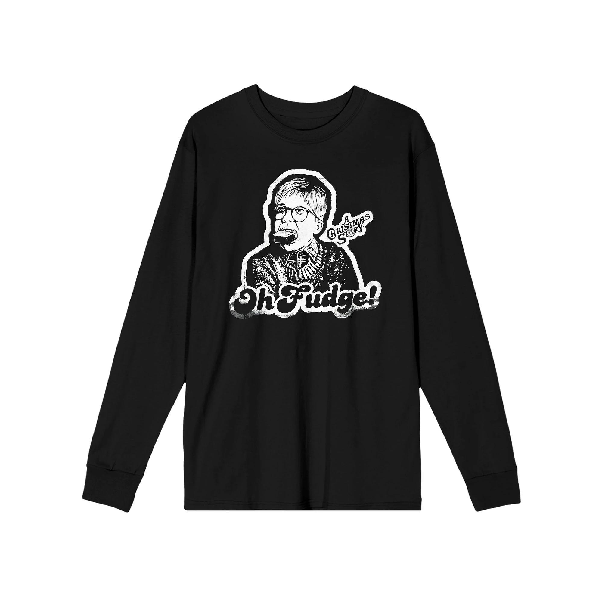 Men's A Christmas Story Ralphie Oh Fudge! Long Sleeve Tee, Size: Large, Black Product Image
