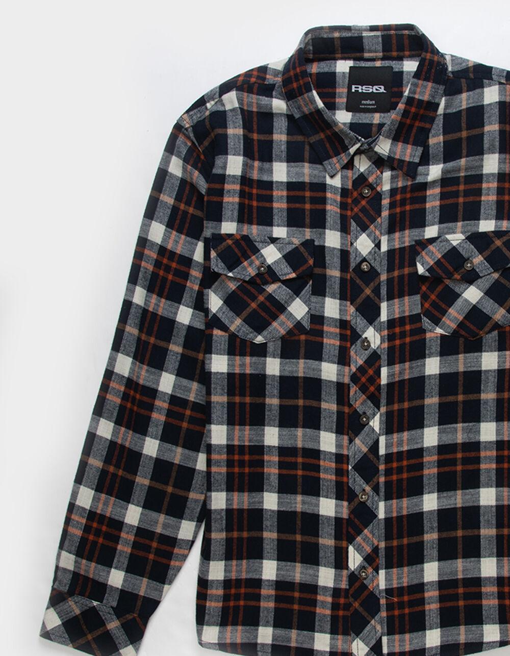 RSQ Mens Plaid Flannel - NAVY/ORANGE Product Image