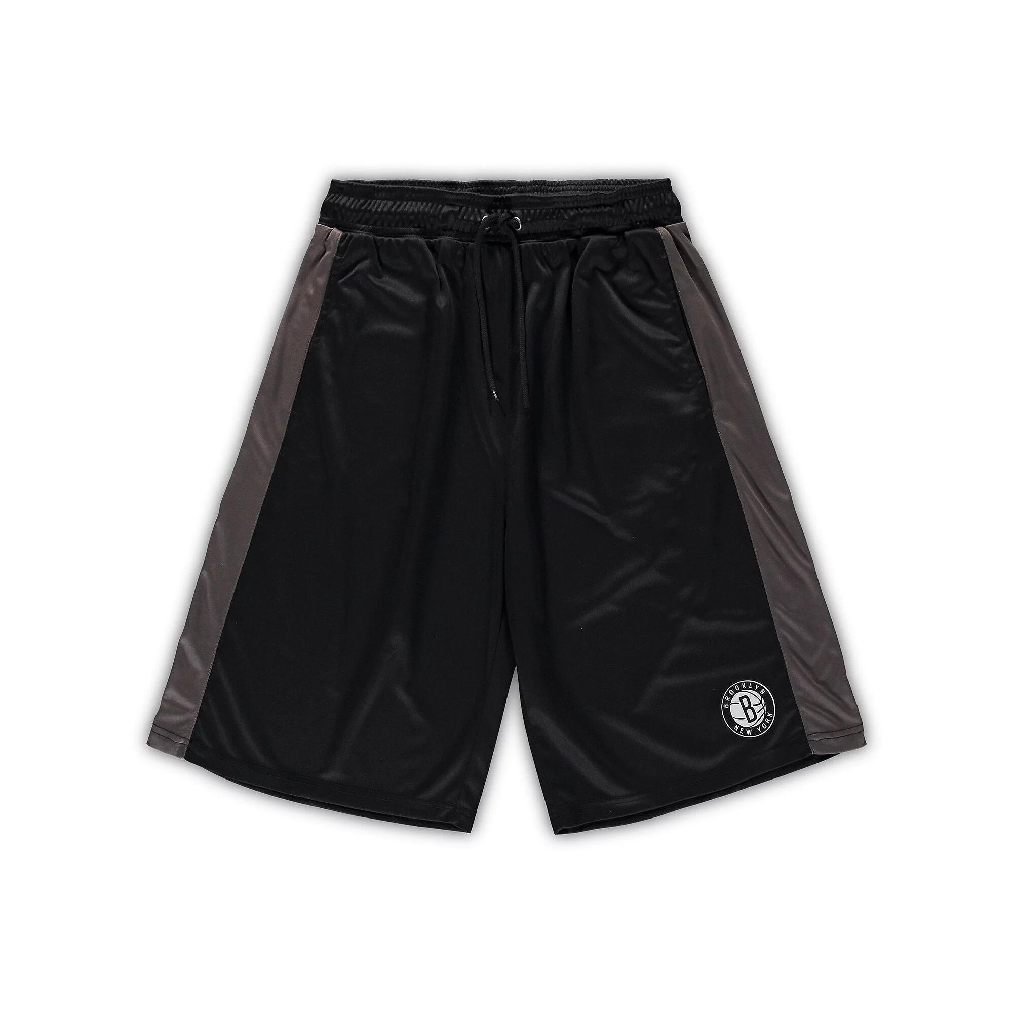 Men's Fanatics Branded Black/Charcoal Brooklyn Nets Big & Tall Performance Shorts, Size: 2XB Product Image