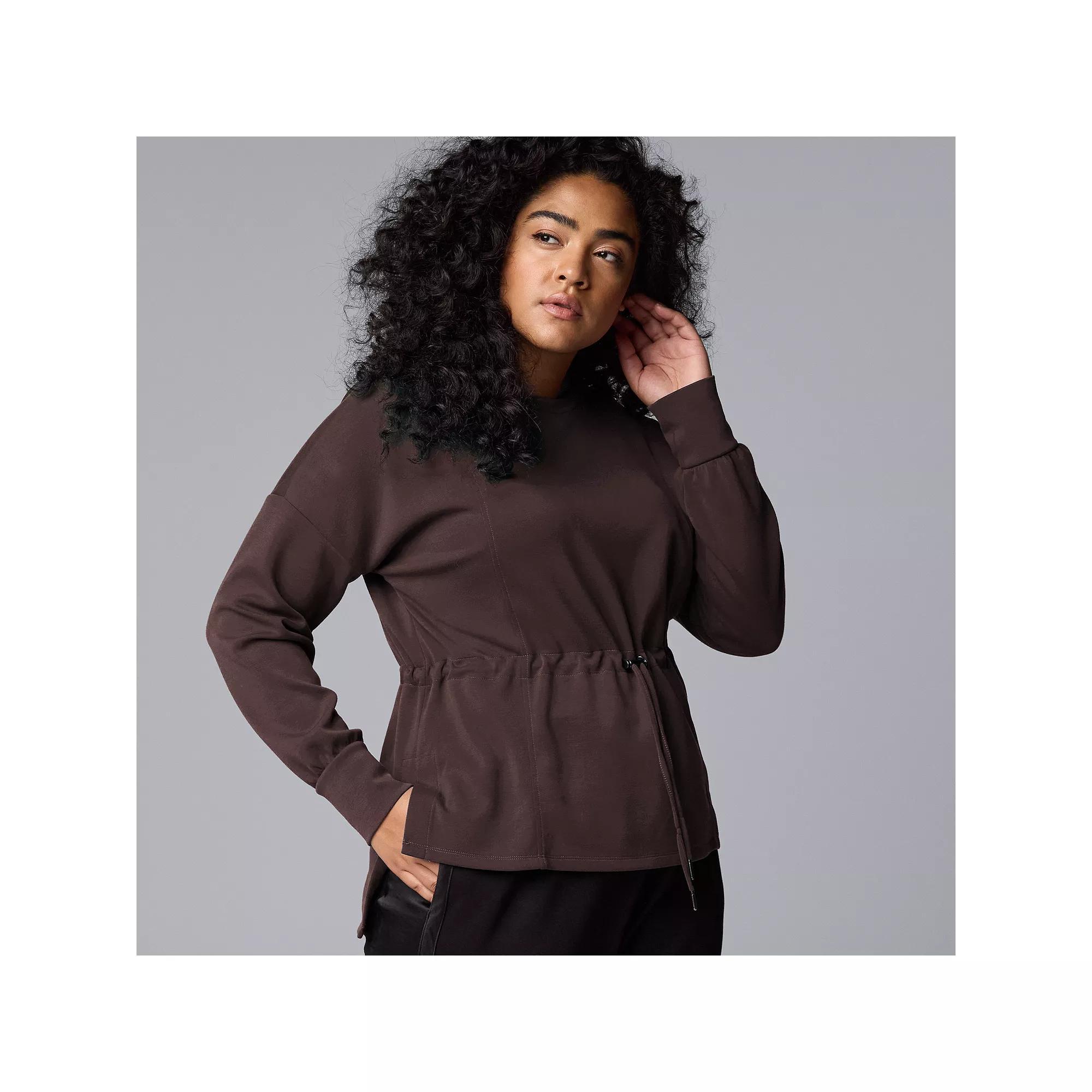 Plus Size Simply Vera Vera Wang Scuba Drawcord Waist Top, Women's, Size: 2XL, Mediterranean Product Image