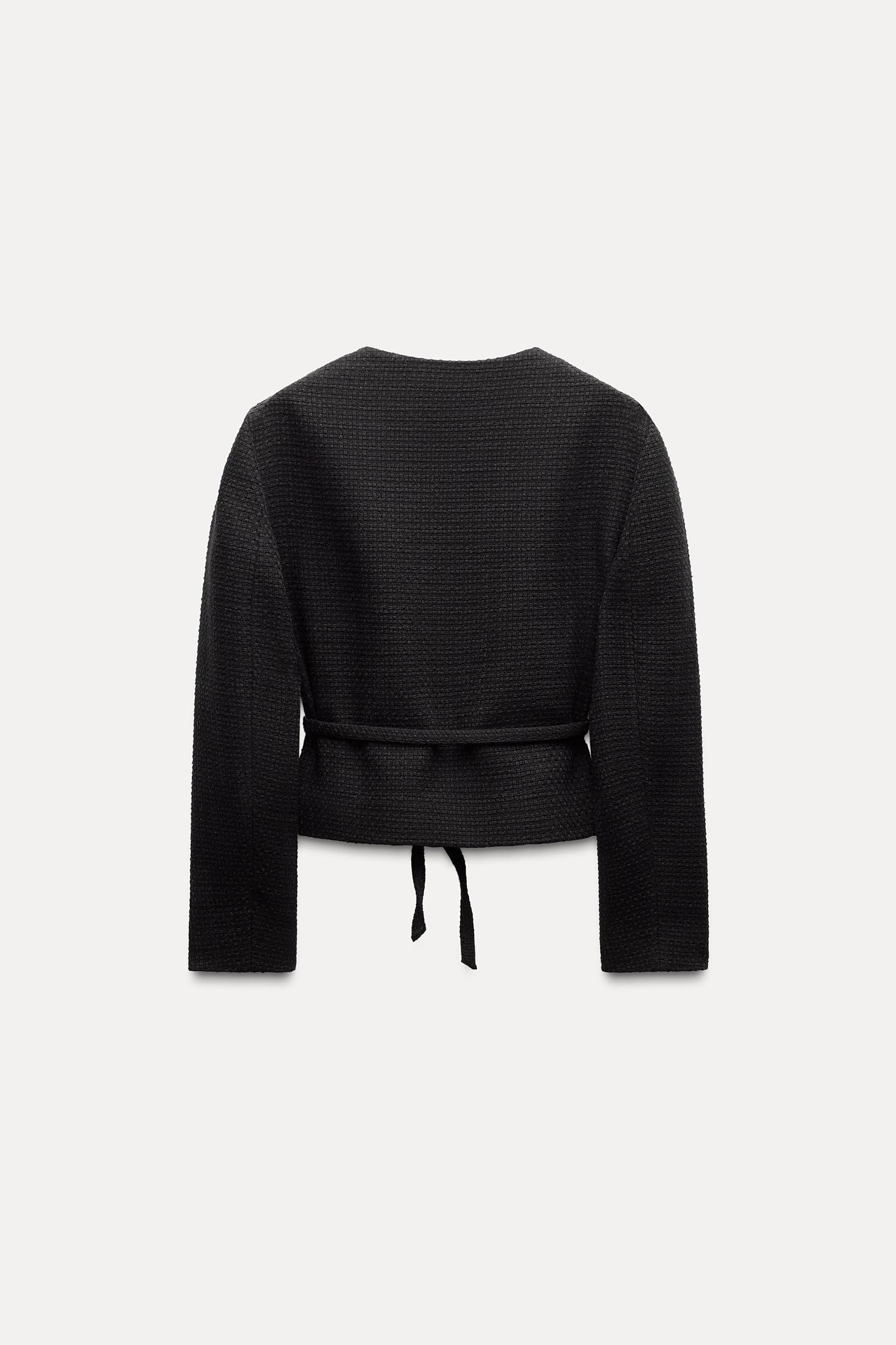 BELTED TEXTURED BLAZER Product Image