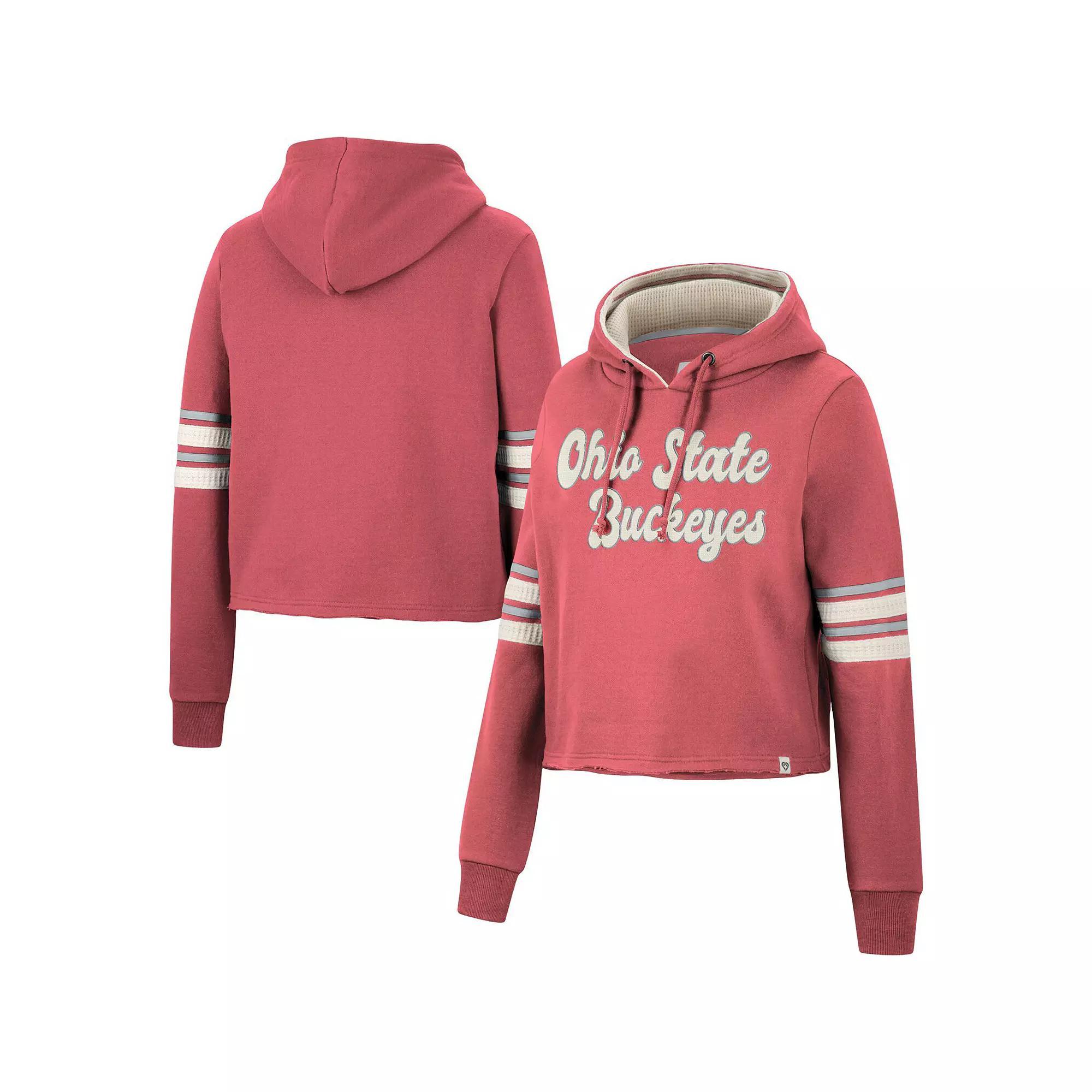 Women's Colosseum Scarlet Ohio State Buckeyes Retro Cropped Pullover Hoodie, Size: XL, Red Product Image