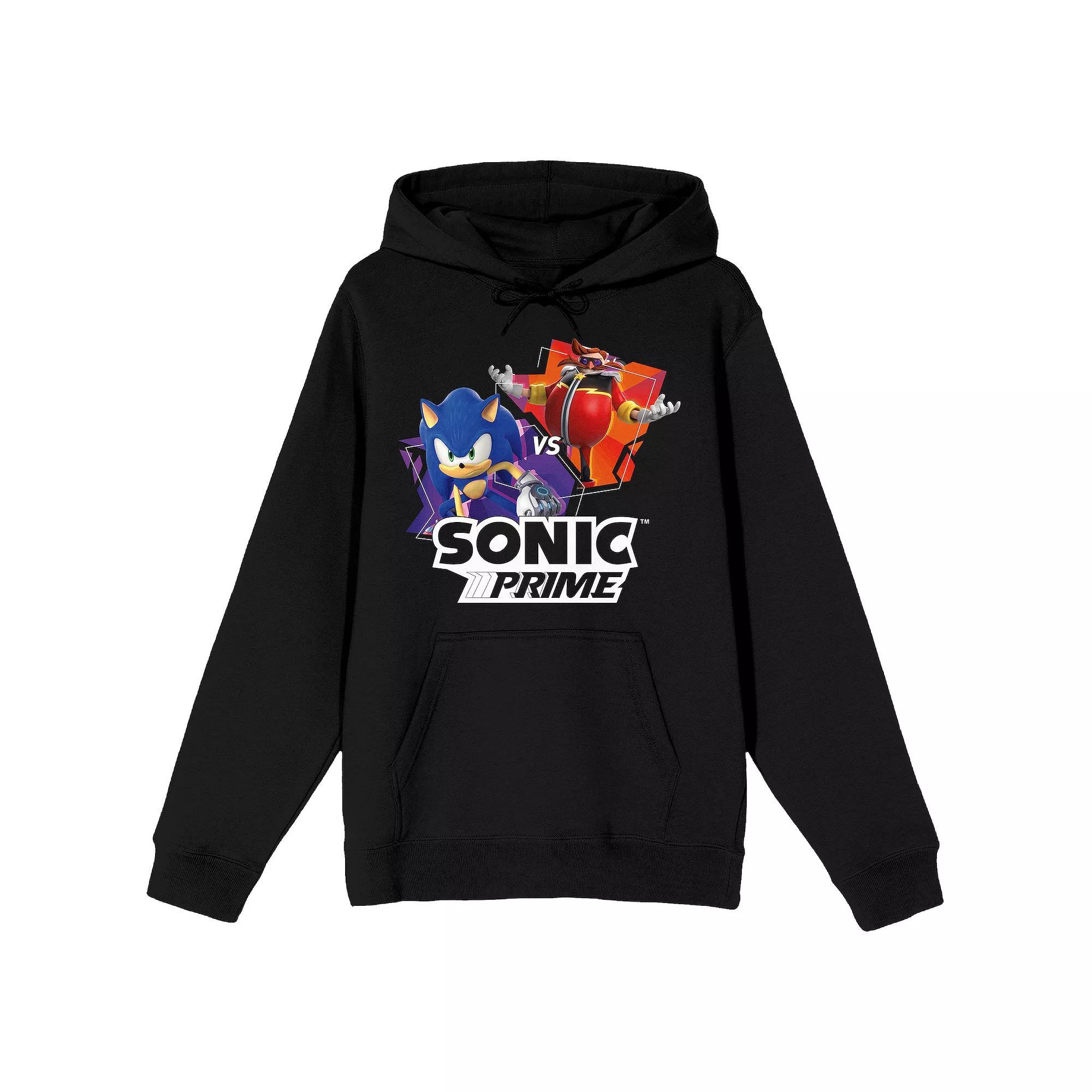 Men's Sonic Prime Sonic Vs Eggman Graphic Hoodie, Size: XXL, Black Product Image