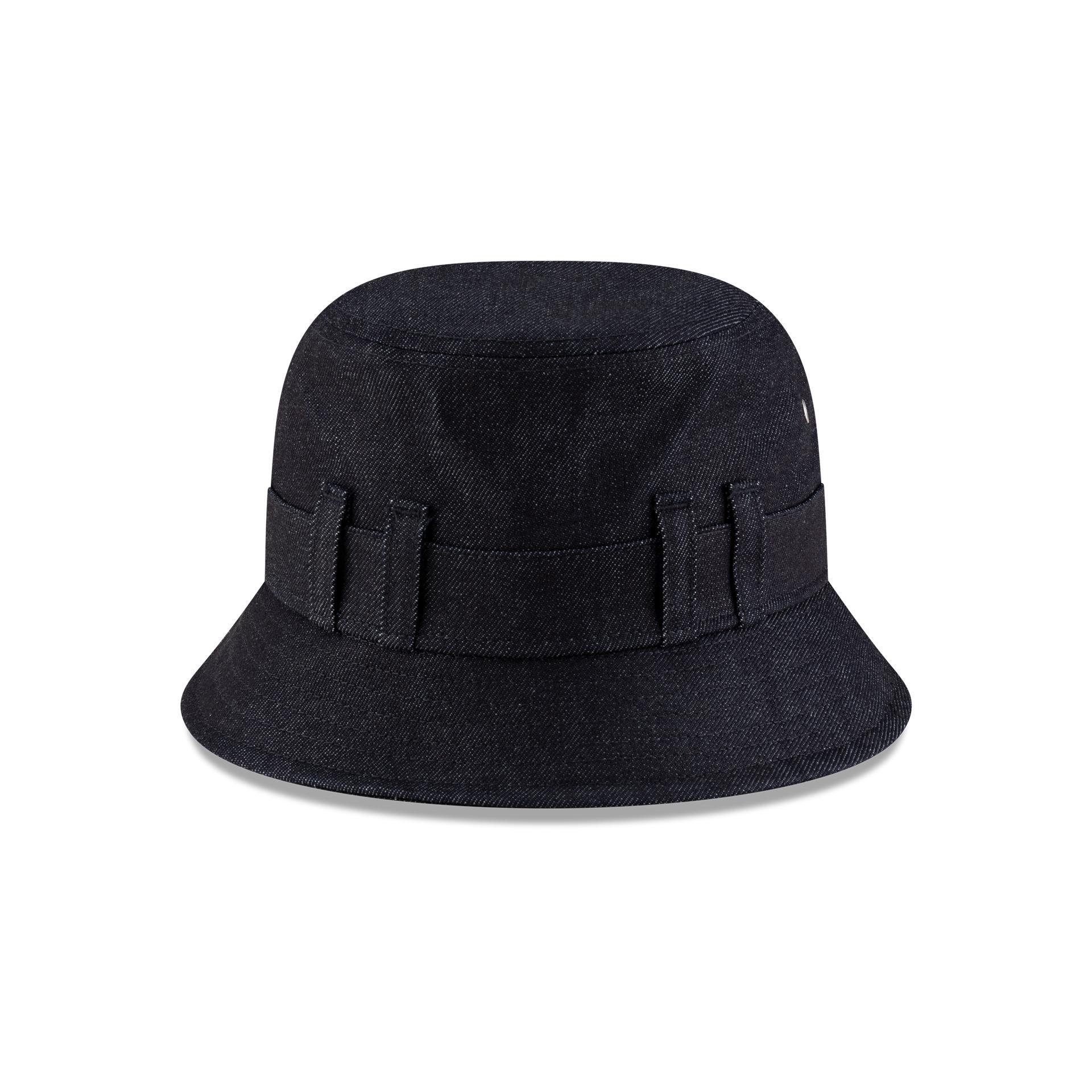 New Era Branded Belt Loop Denim Navy Bucket Hat Male Product Image