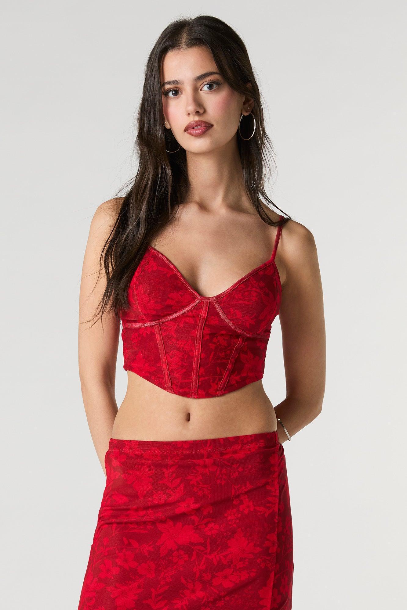 Mesh Cropped Corset Tank Female Product Image