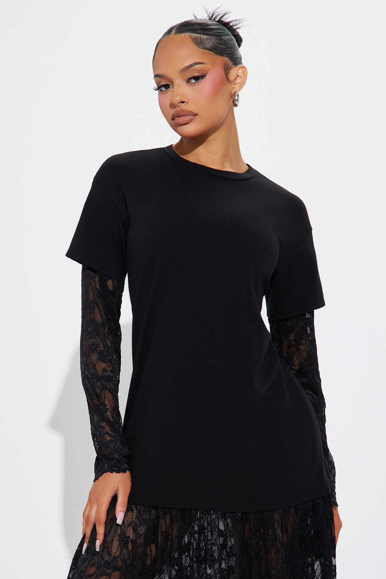 Kara T-Shirt Lace Maxi Dress - Black Product Image