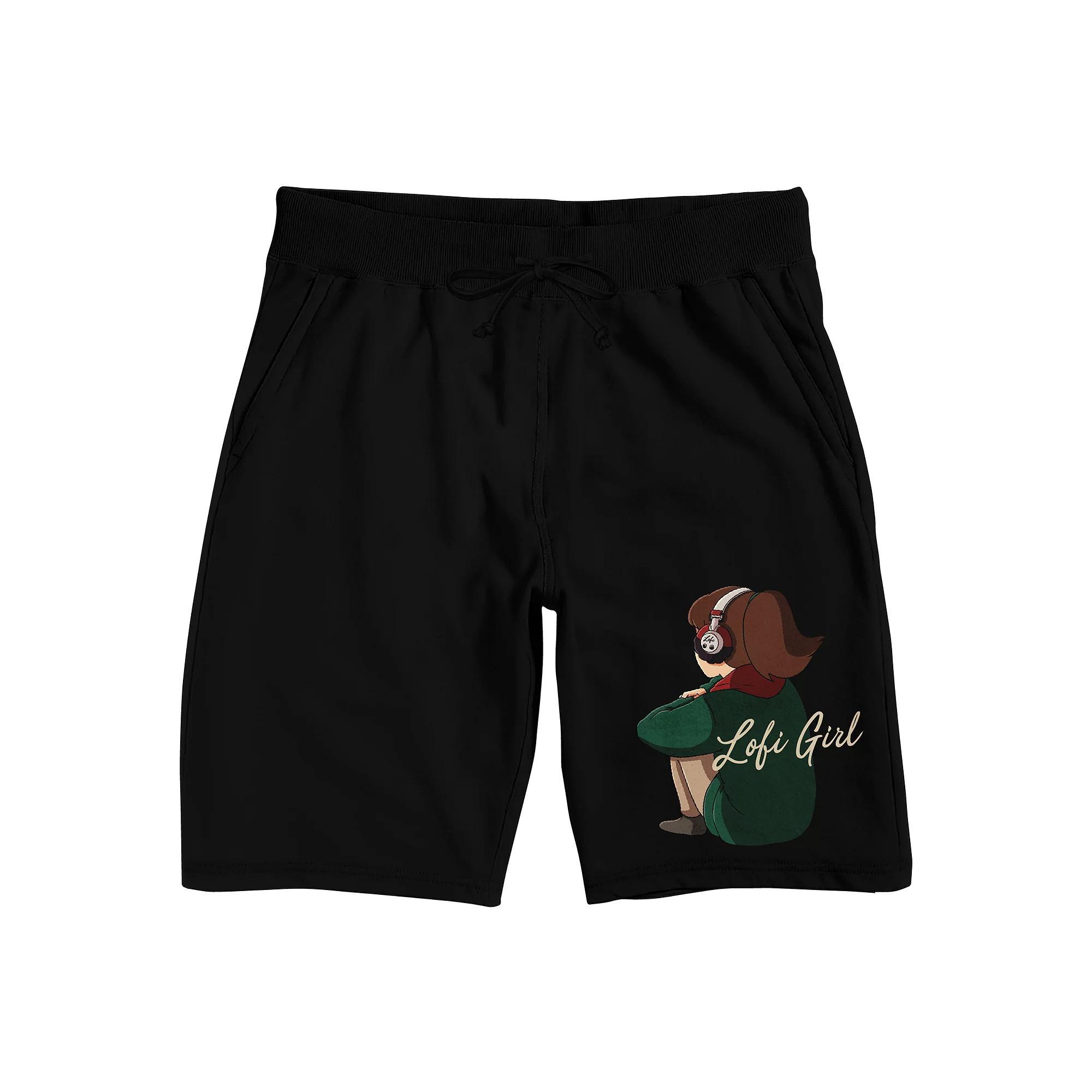 Men's Lofi Girl Pajama Shorts, Size: XXL, Black Product Image