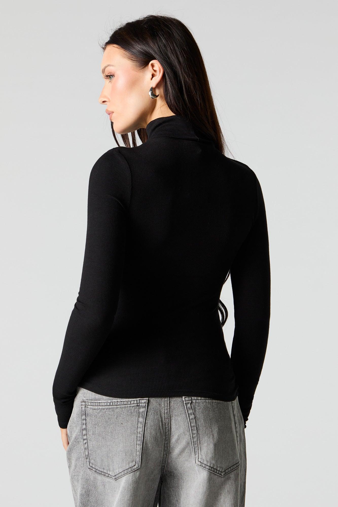 Ribbed Turtleneck Long Sleeve Top Female Product Image