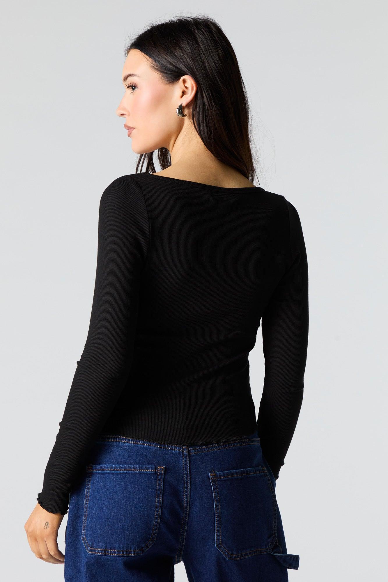 Ribbed Cinched Long Sleeve Top Female Product Image