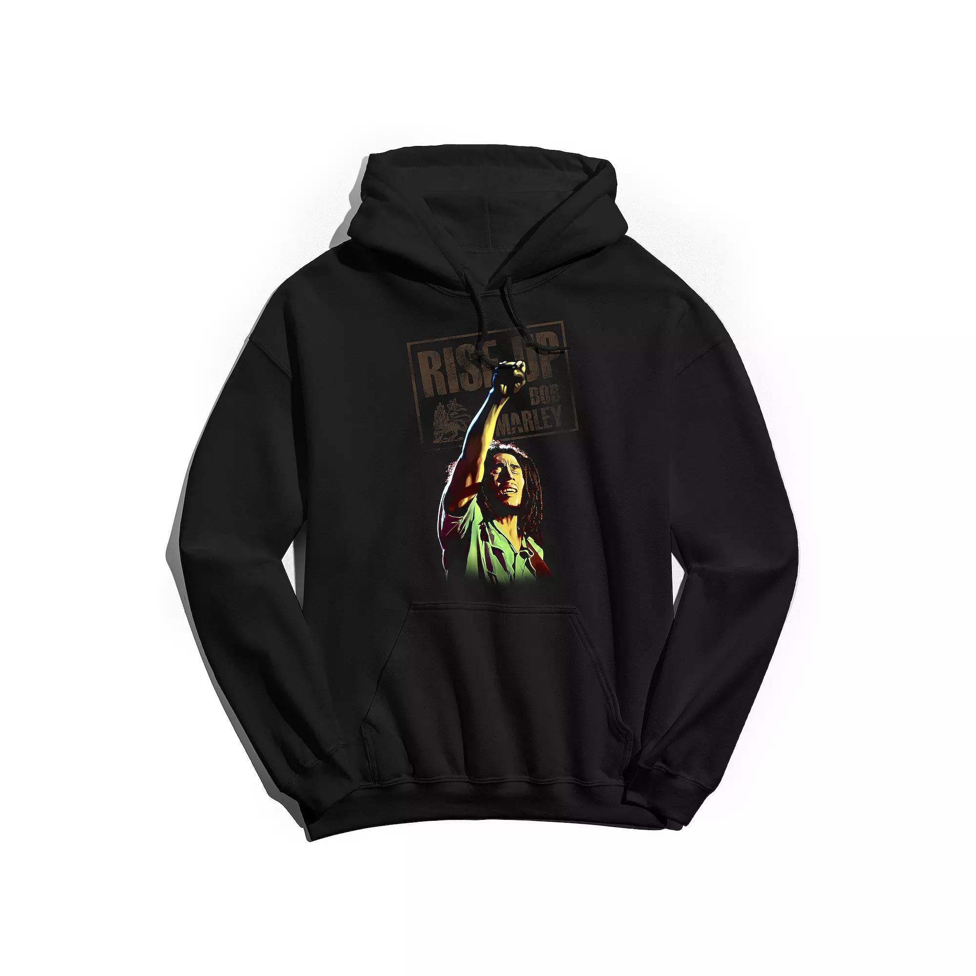 Men's Bob Marley Arms Up Hoodie, Size: Small, Black Product Image