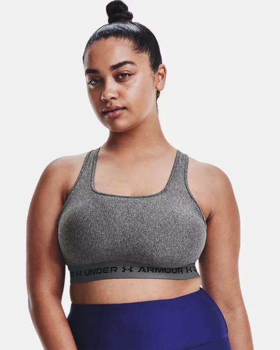 Under Armour Womens Armour Mid Crossback Heather Scoop Neck Sports Bra Product Image
