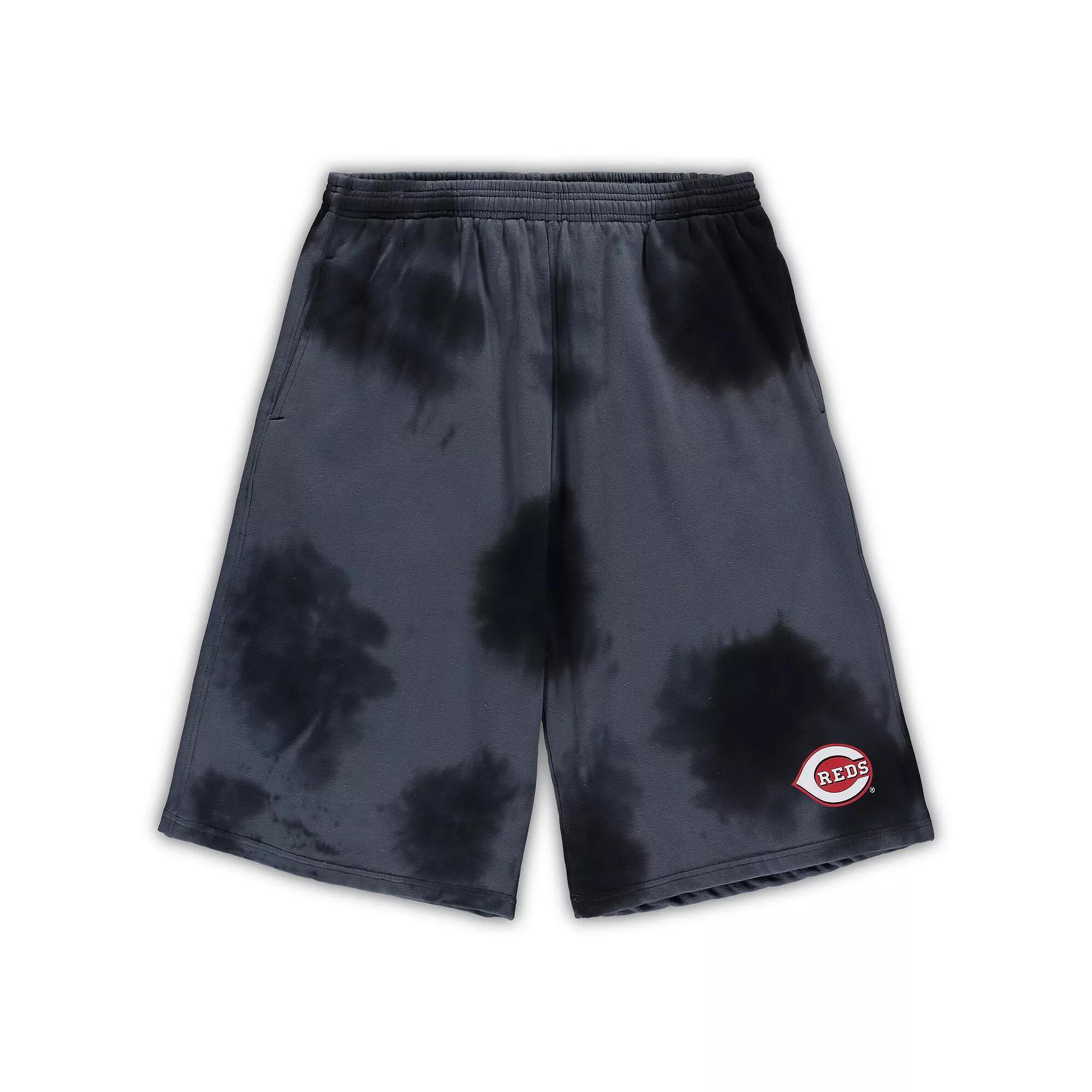 Men's Black Cincinnati Reds Big & Tall Tye Dye Fleece Shorts, Size: 5XLT, Red Black Product Image