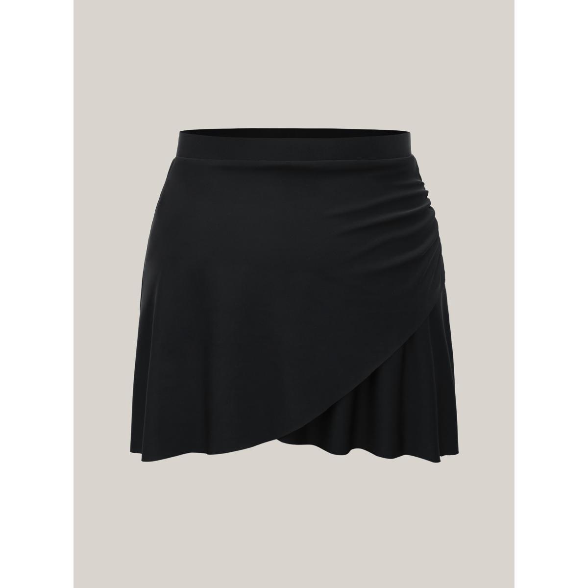 Plus Size Wrap Ruched High-Waisted Swim Bottoms Women's Swimwear Black Beach Gathered High stretch Bodycon High Rise Curve Swim Bottoms BloomChic 26/4X Product Image