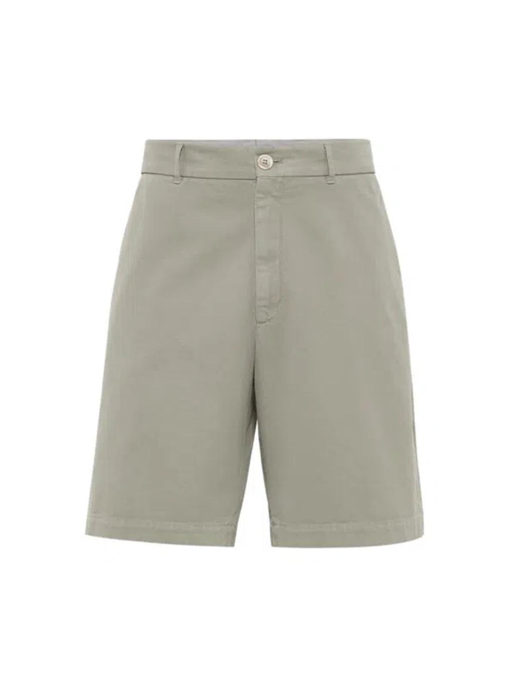 BRUNELLO CUCINELLI Gabardine Bermuda Shorts In Sage Product Image