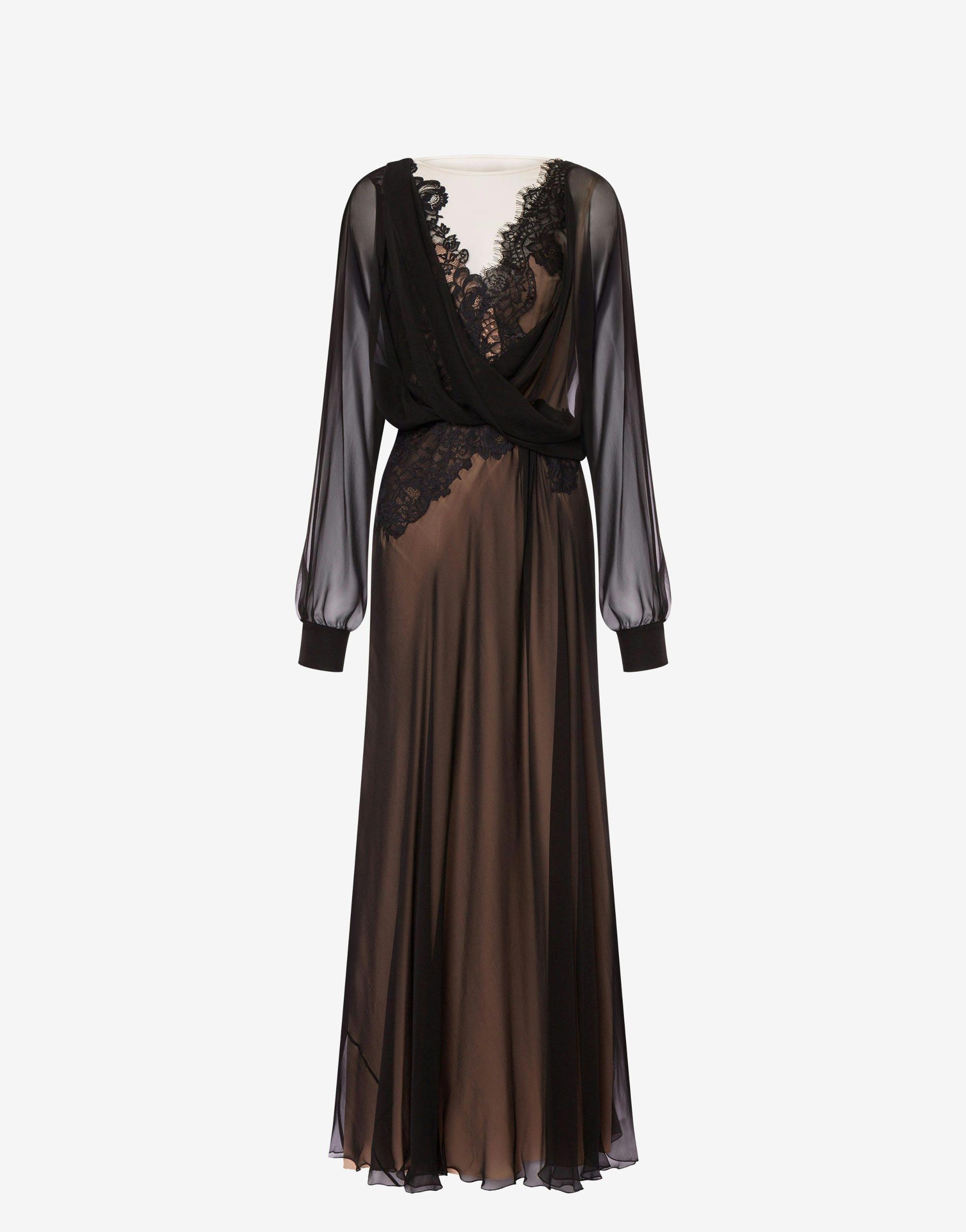 Organic chiffon dress with lace Product Image