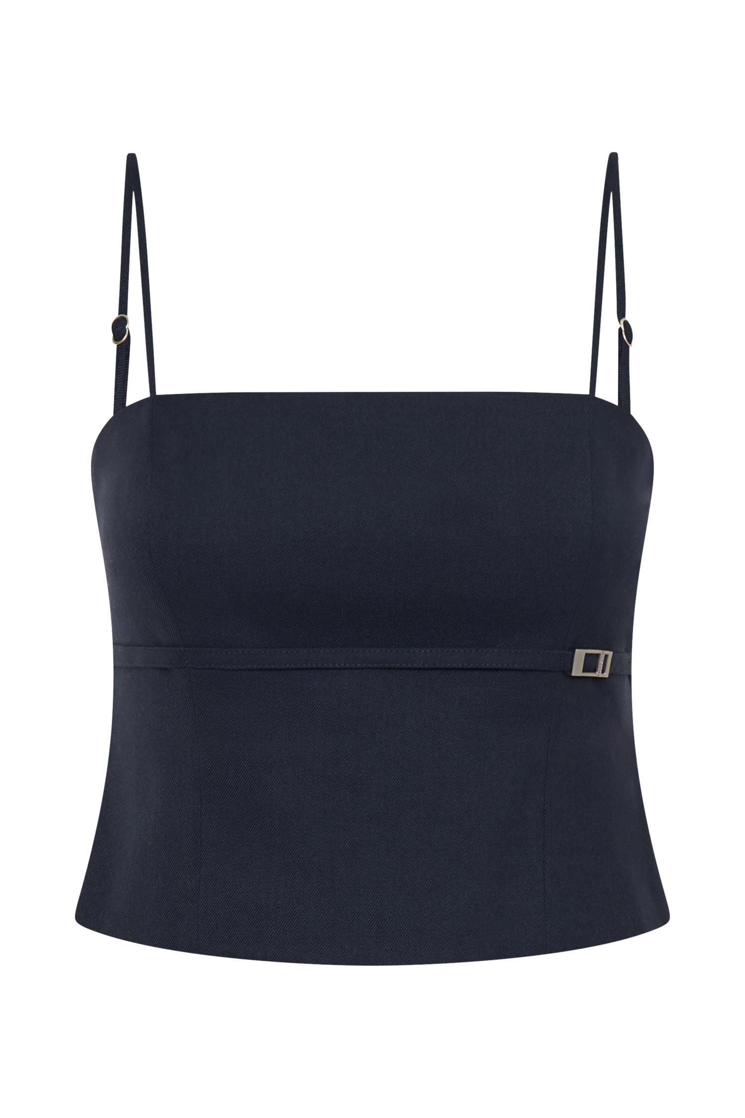 Angie Pleated Buckle Mini Skirt - Dark Navy Product Image
