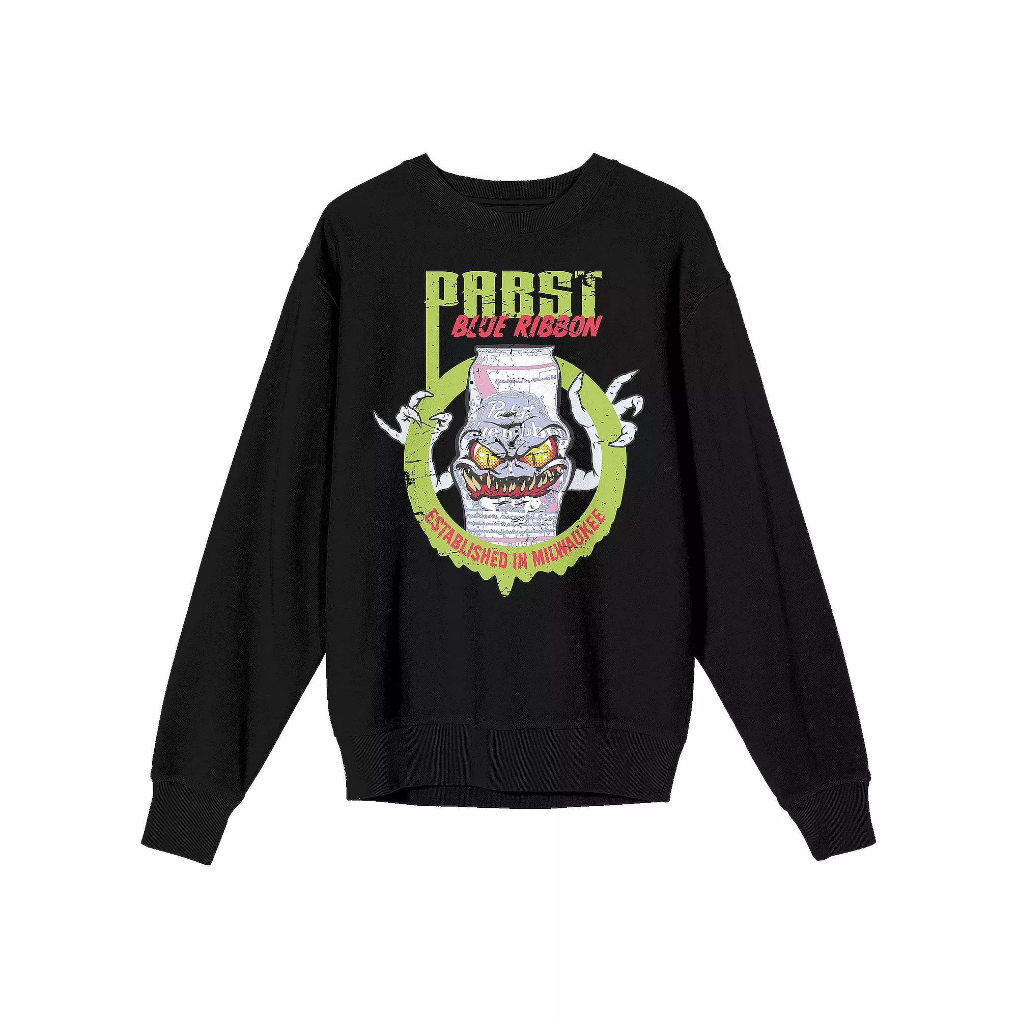 Men's Pabst Blue Ribbon Ghostly Graphic Tee, Size: Small, Black Product Image