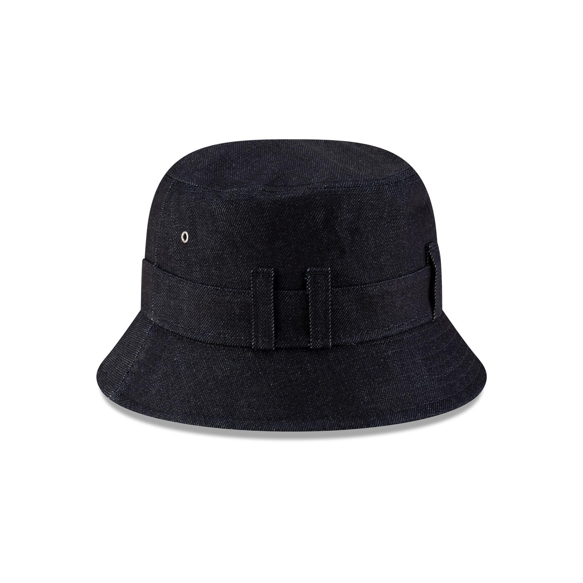 New Era Branded Belt Loop Denim Navy Bucket Hat Male Product Image