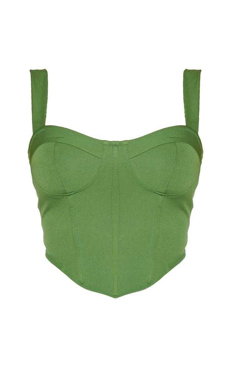 Shape Khaki Woven Corset Crop Top Product Image