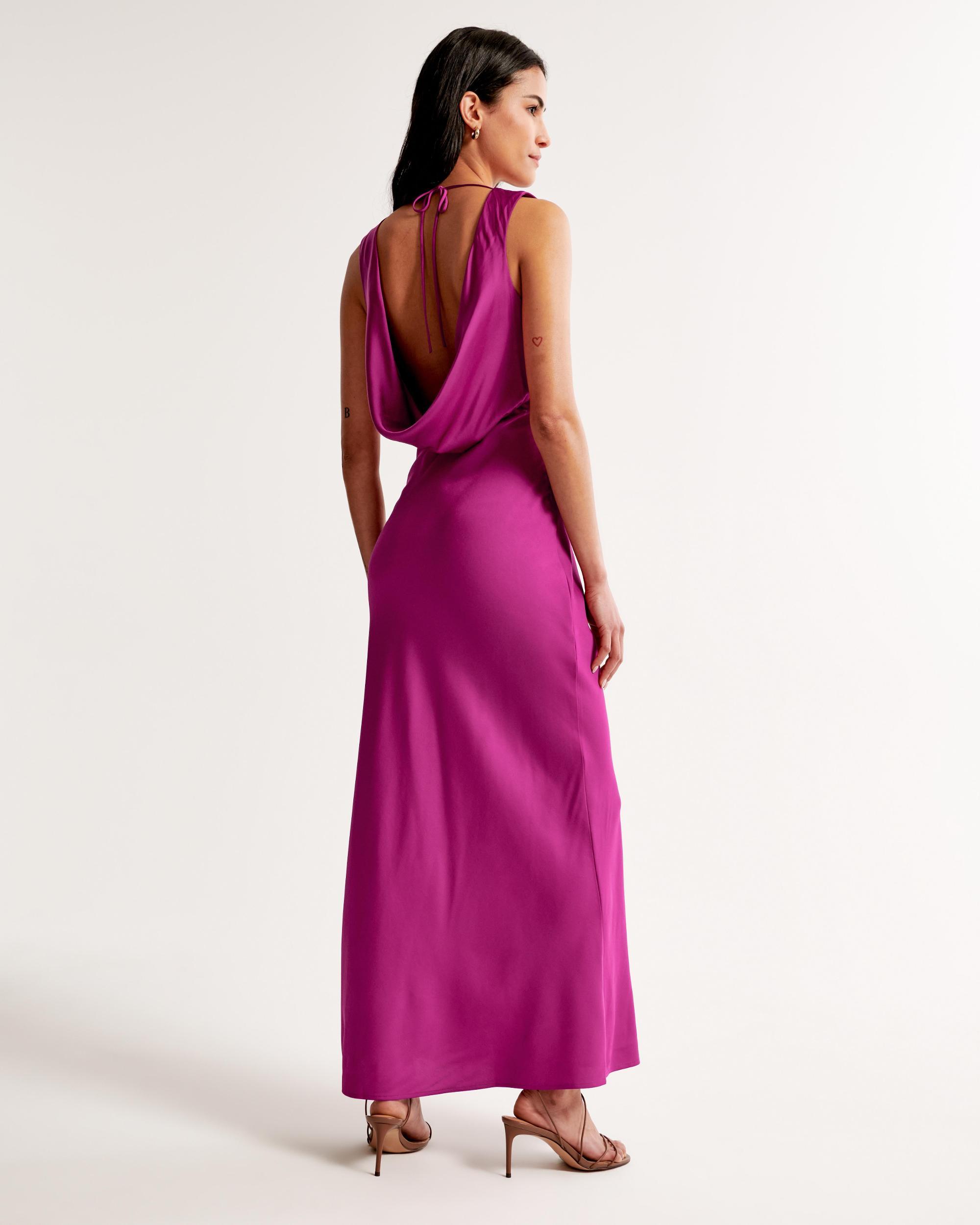Plunge Cowl Back Maxi Dress Product Image