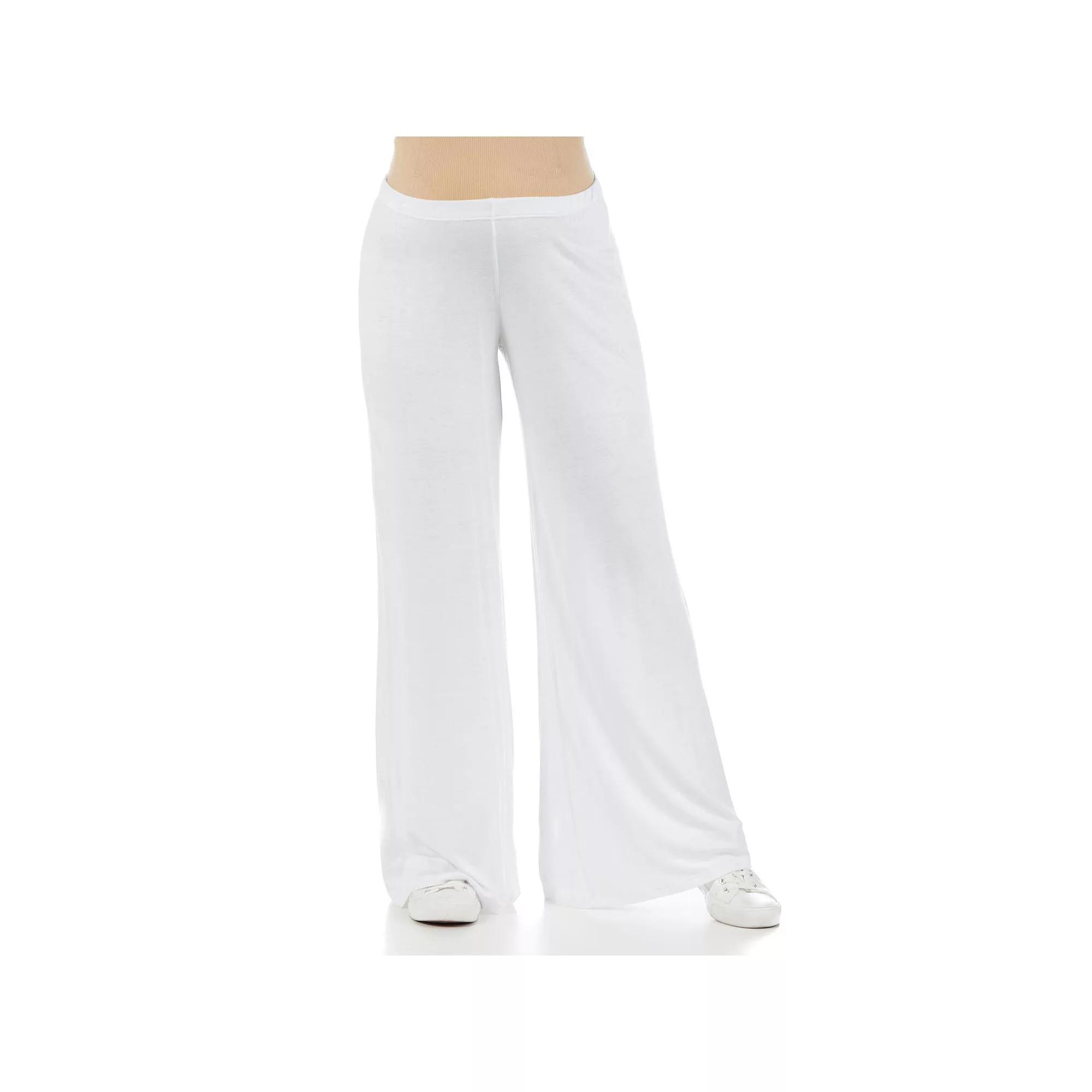 Maternity 24Seven Comfort Apparel Palazzo Lounge Pants, Women's, Size: XL-Mat, White Product Image