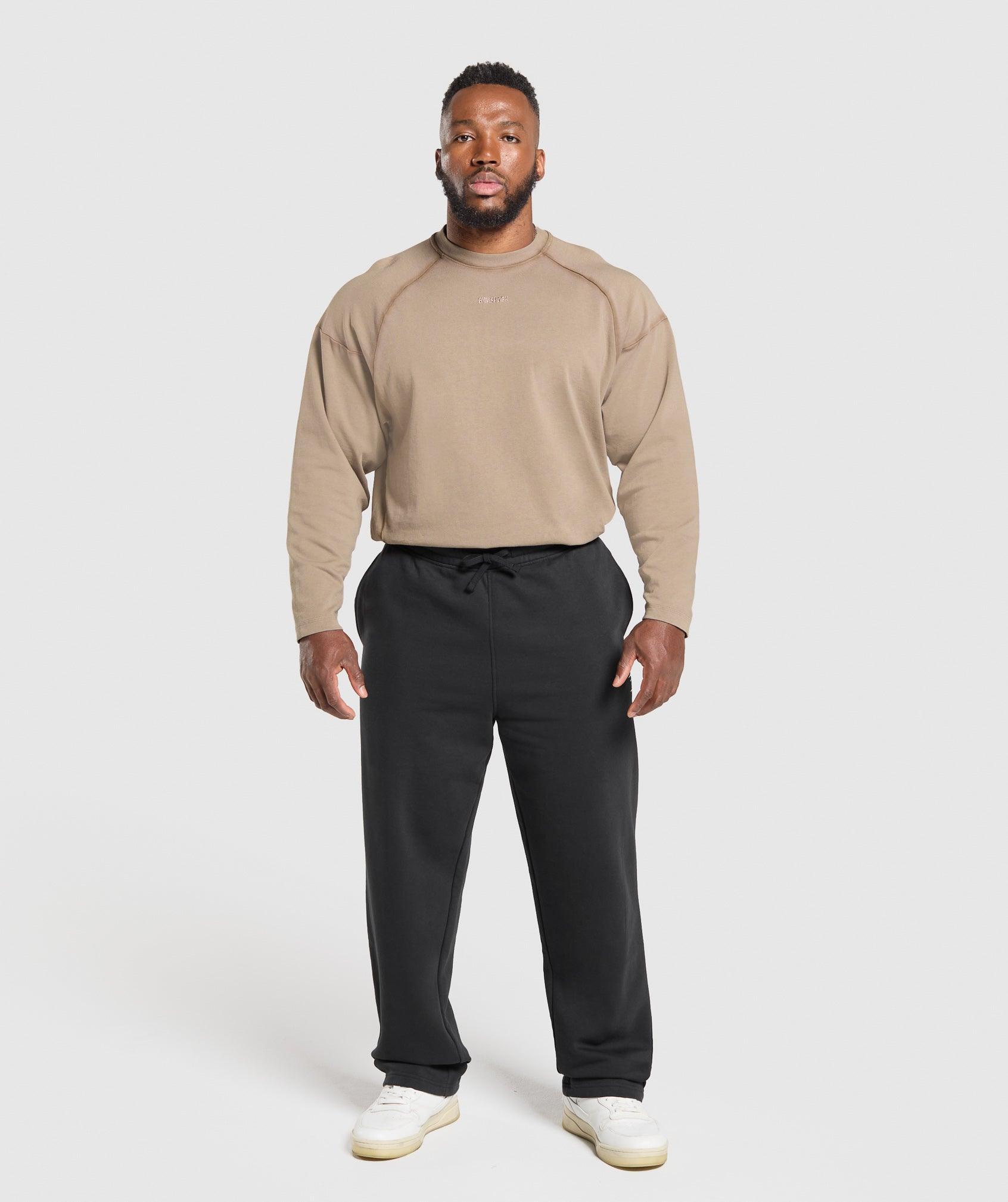 Gymshark Heavyweight Long Sleeve T-Shirt - Lifestyle Brown Male Product Image