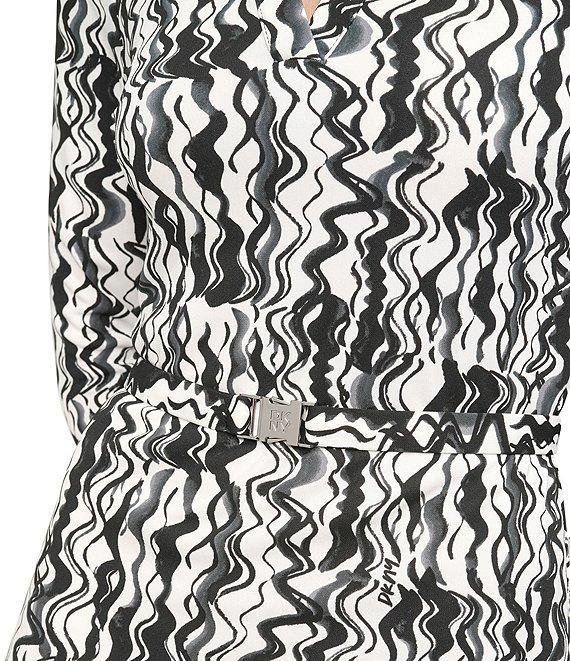 DKNY by Donna Karan Collared V-Neck 3/4 Sleeve Midi Shirt Dress Product Image