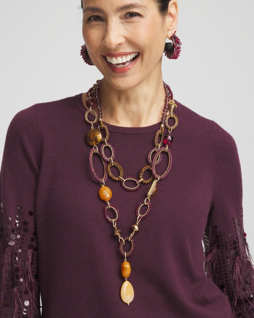 Double Strand Red Bead Necklace Product Image