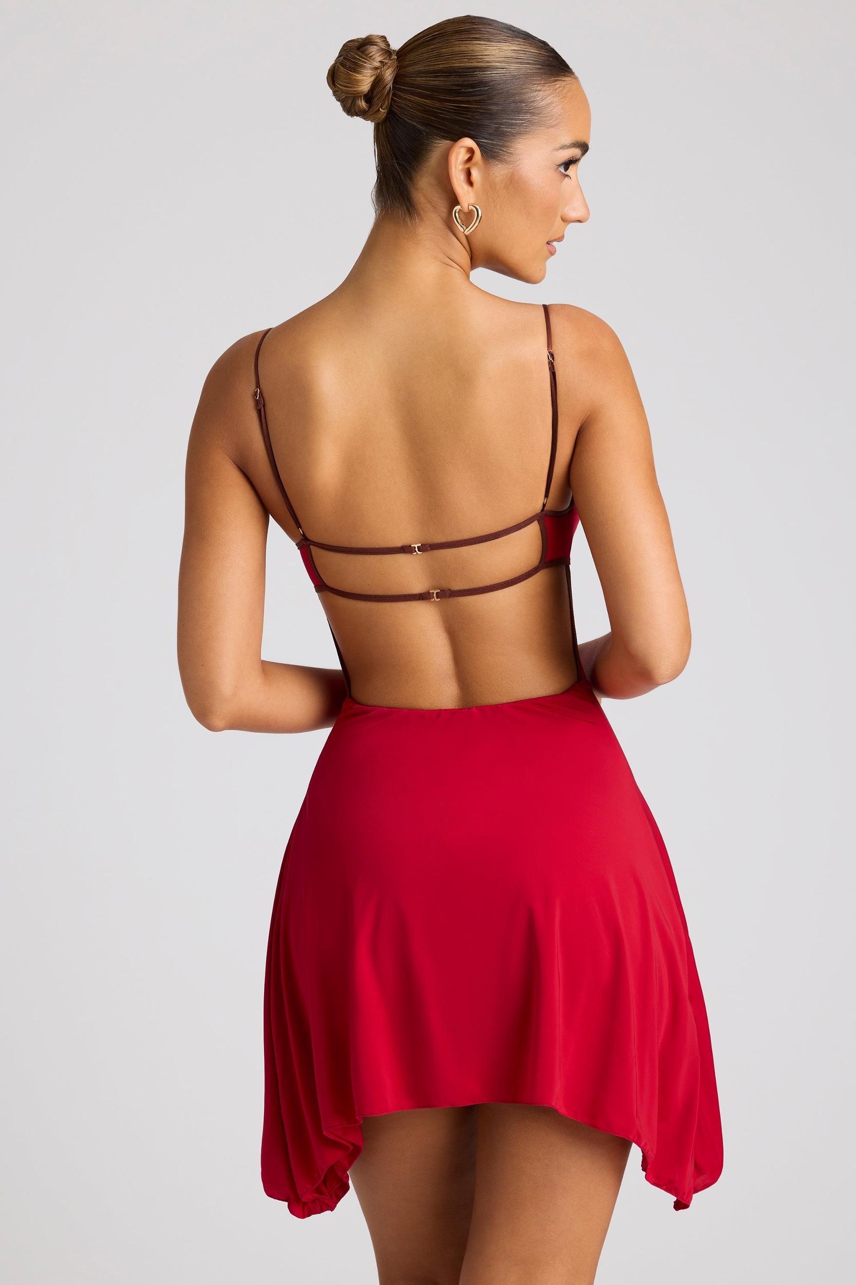 Contrast Binding Mini Dress in Fire Red Product Image