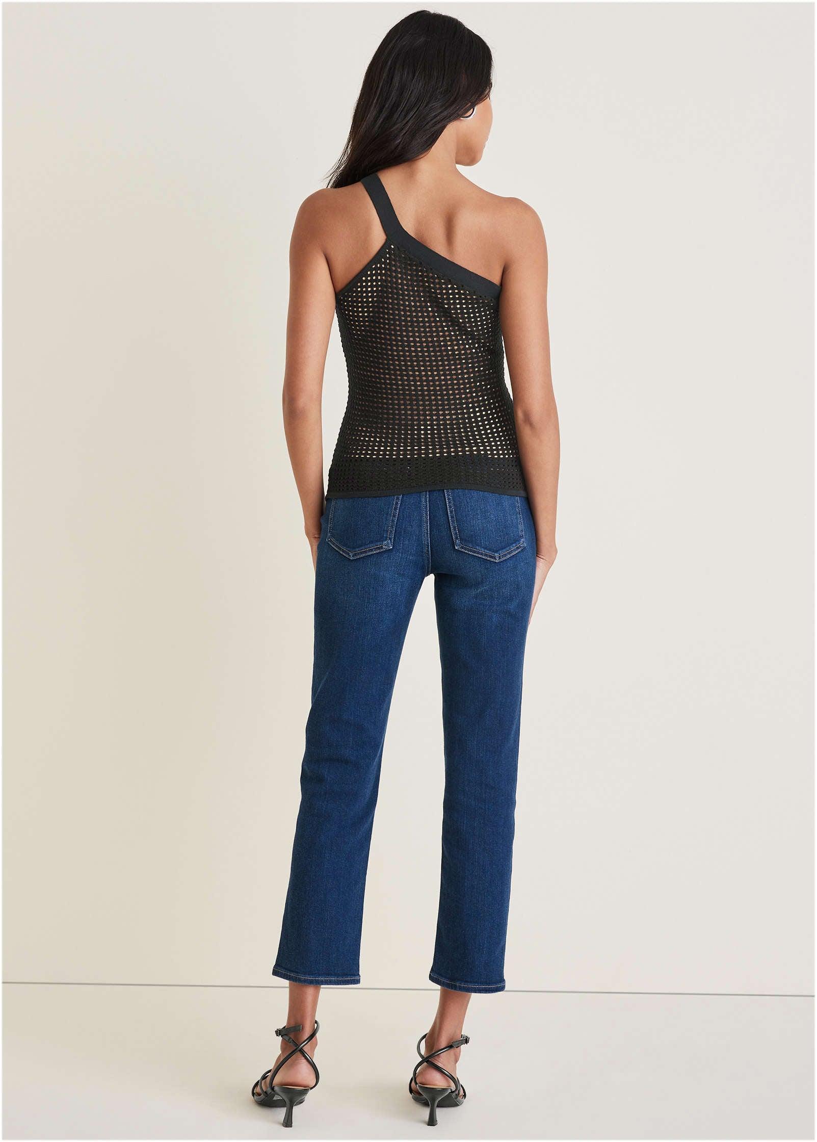 One-Shoulder Tank Sweater - Black Product Image