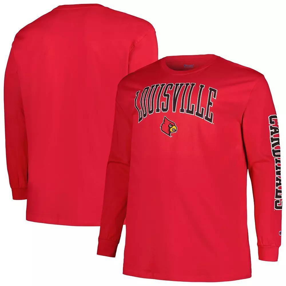 Men's Champion Red Louisville Cardinals Big & Tall 2-Hit Long Sleeve T-Shirt, Size: 2XLT Product Image
