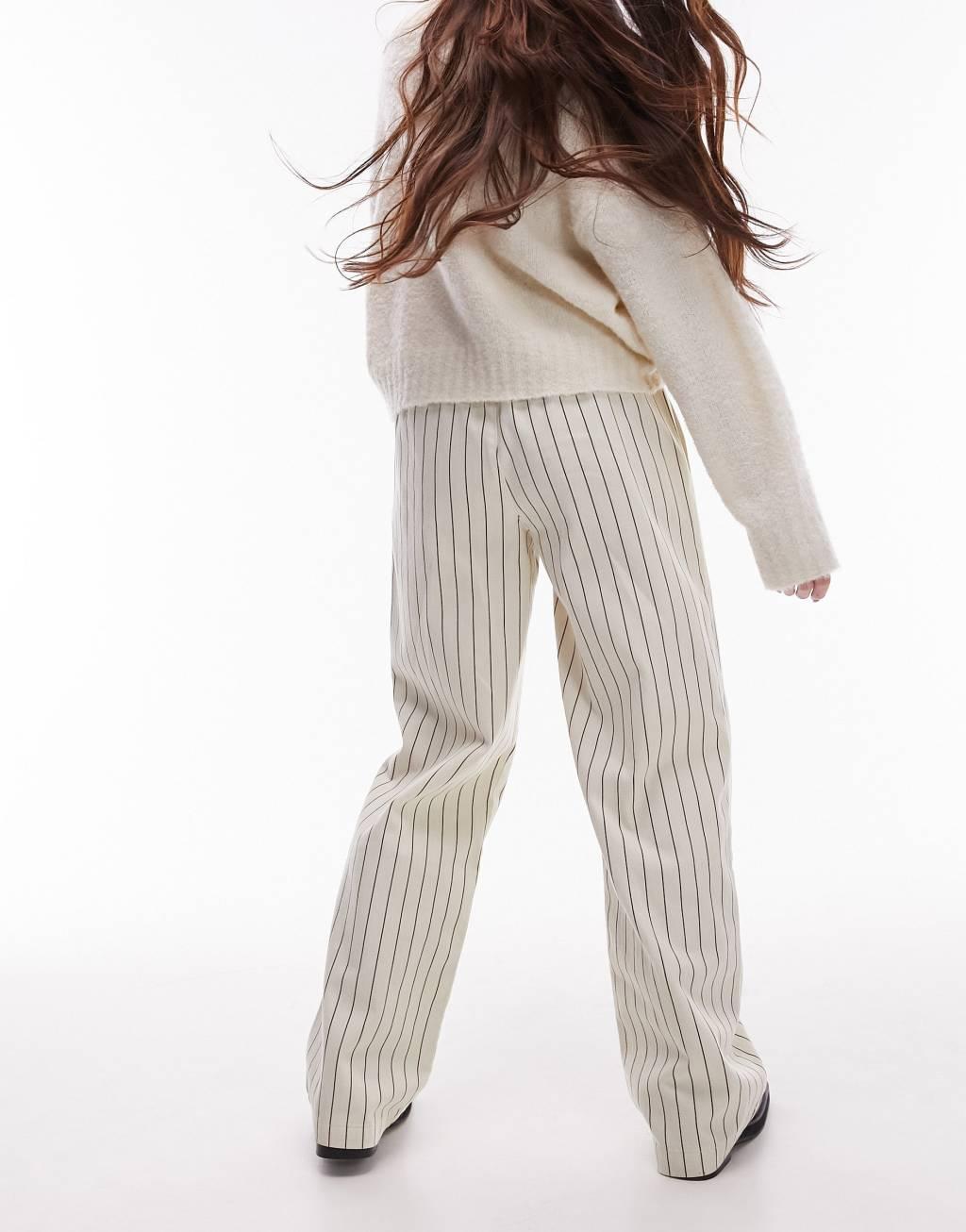 Topshop stripe pull on straight leg pants Product Image