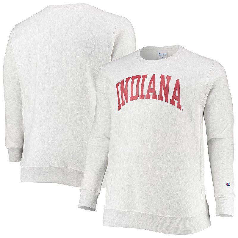 Men's Champion Ash Indiana Hoosiers Big & Tall Reverse Weave Fleece Crewneck Pullover Sweatshirt, Size: 2XB, Black Product Image
