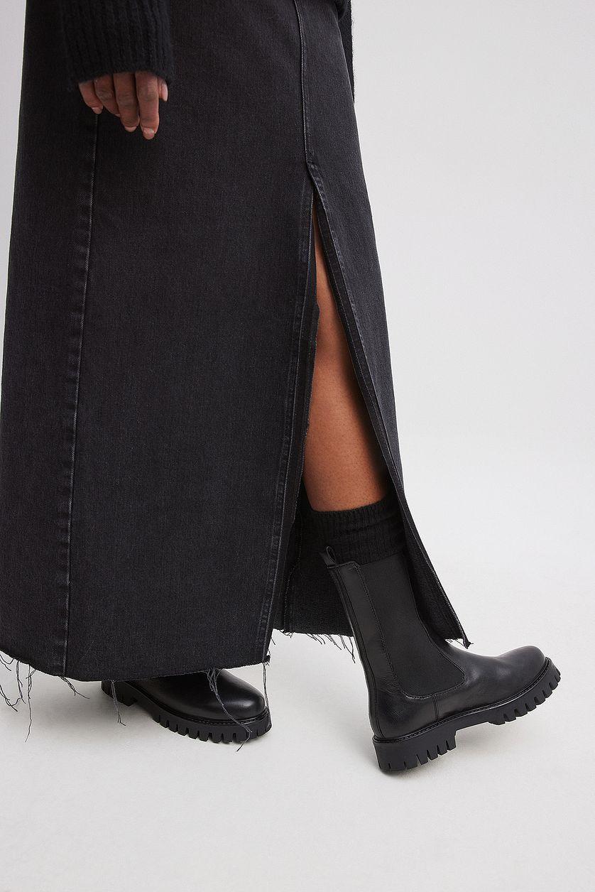 Leather Elastic Boots Product Image