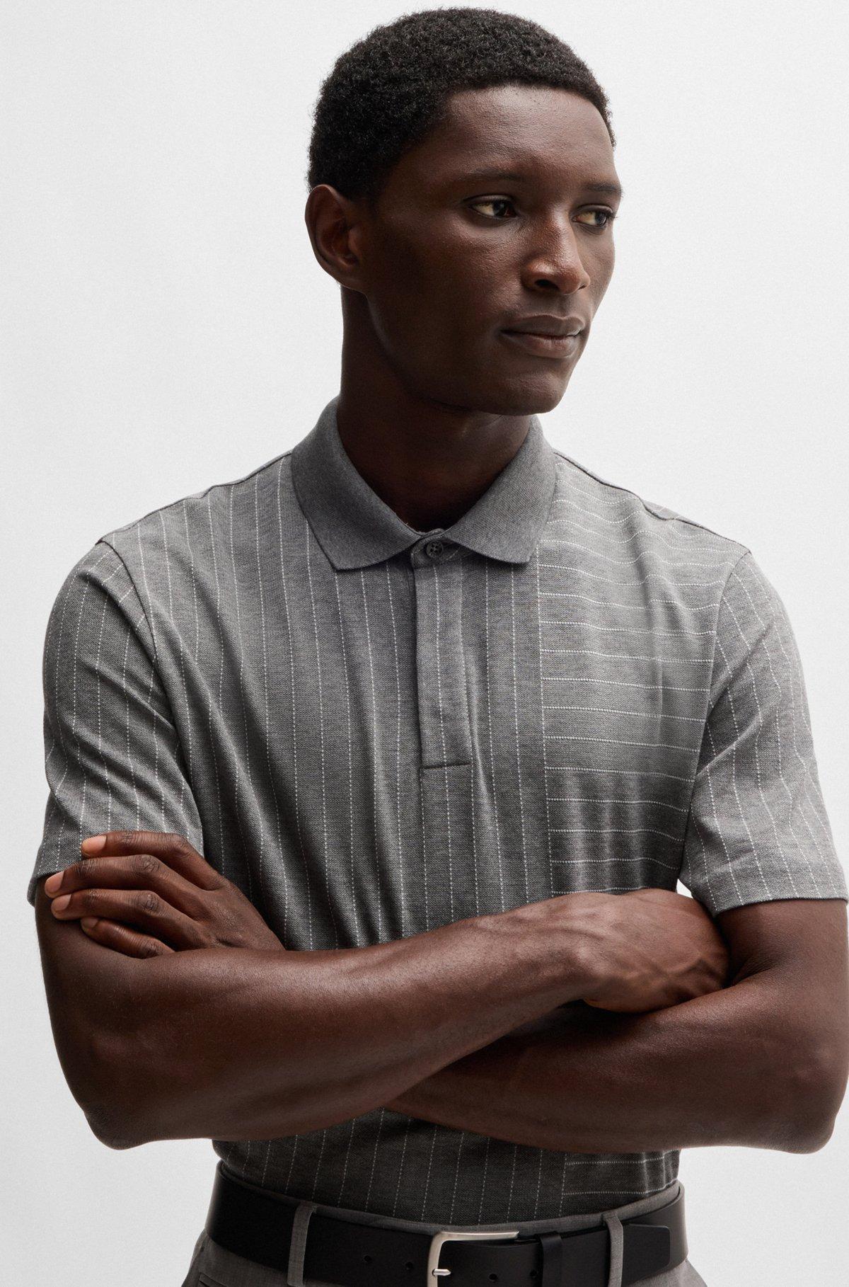 Mercerized-cotton polo shirt with mixed stripes Product Image