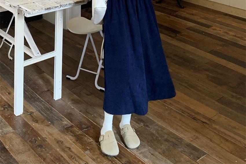 Bear Embroidered Midi Jumper Dress / Flower Embroidered Shirt Product Image