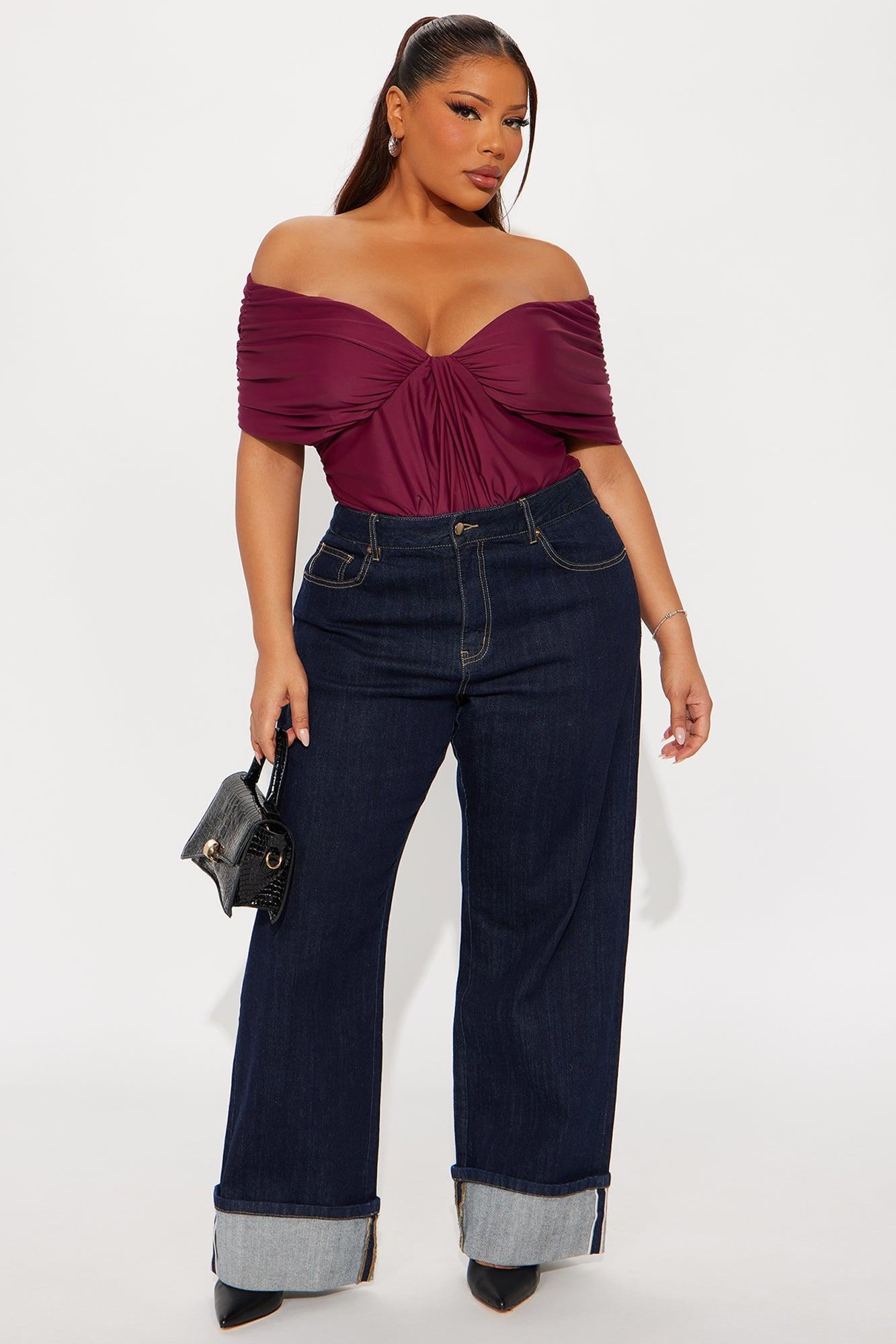 True Rival Ruched Off Shoulder Bodysuit  - Plum Product Image