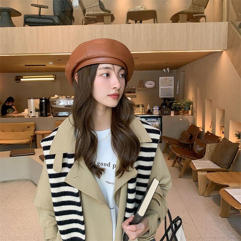 Faux Leather Beret Product Image