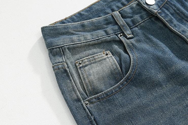 RT No. 6510 WASHED BLUE DENIM WIDE STRAIGHT JEANS Product Image