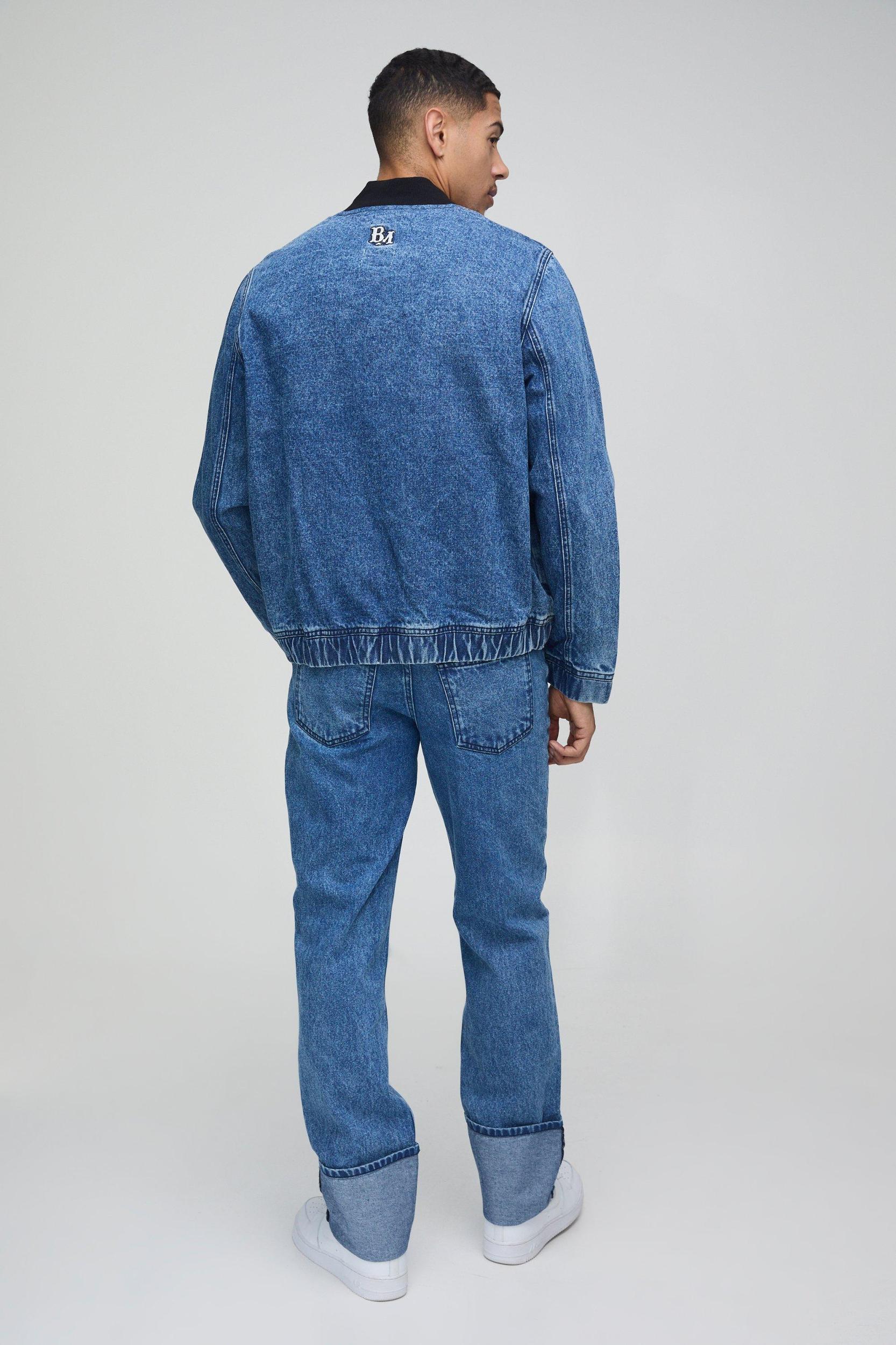 Straight Leg Embroidered Official Jeans | boohooMAN USA Product Image