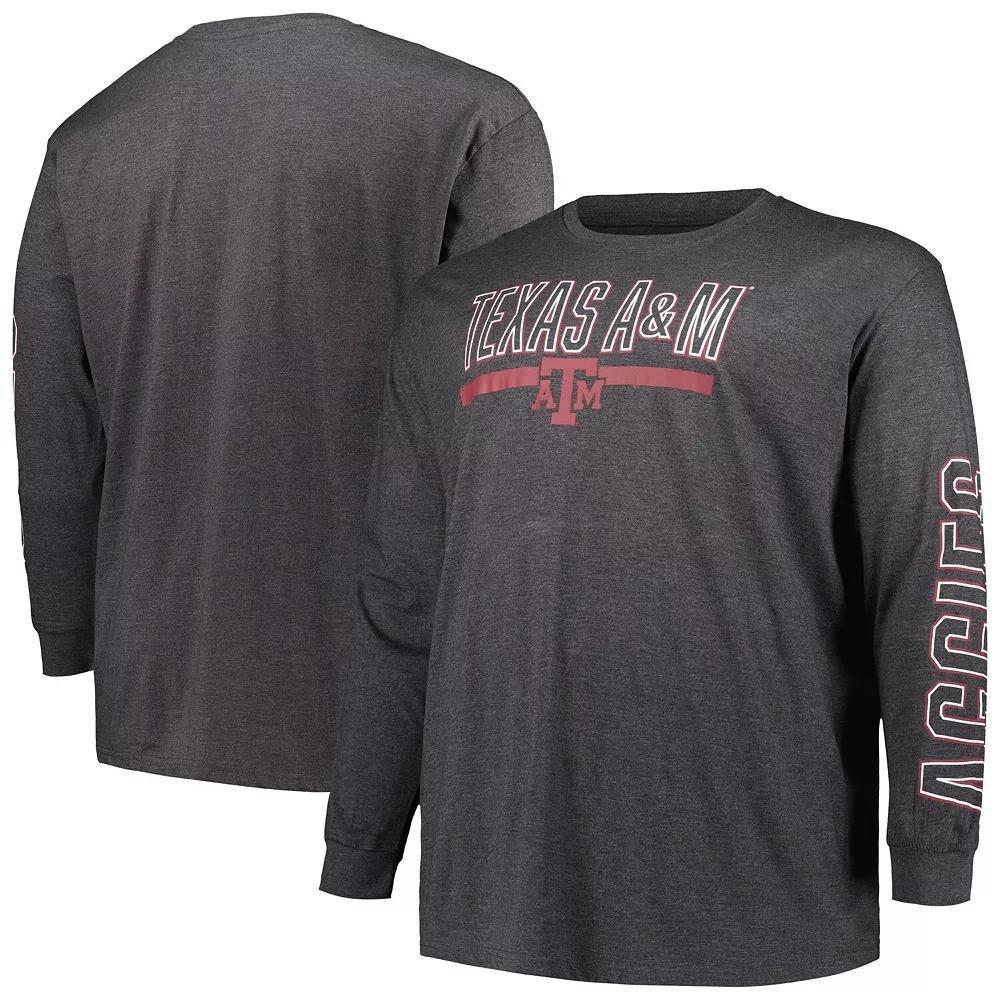 Men's Profile Heather Charcoal Texas A&M Aggies Big & Tall Two-Hit Graphic Long Sleeve T-Shirt, Size: 2XB Product Image