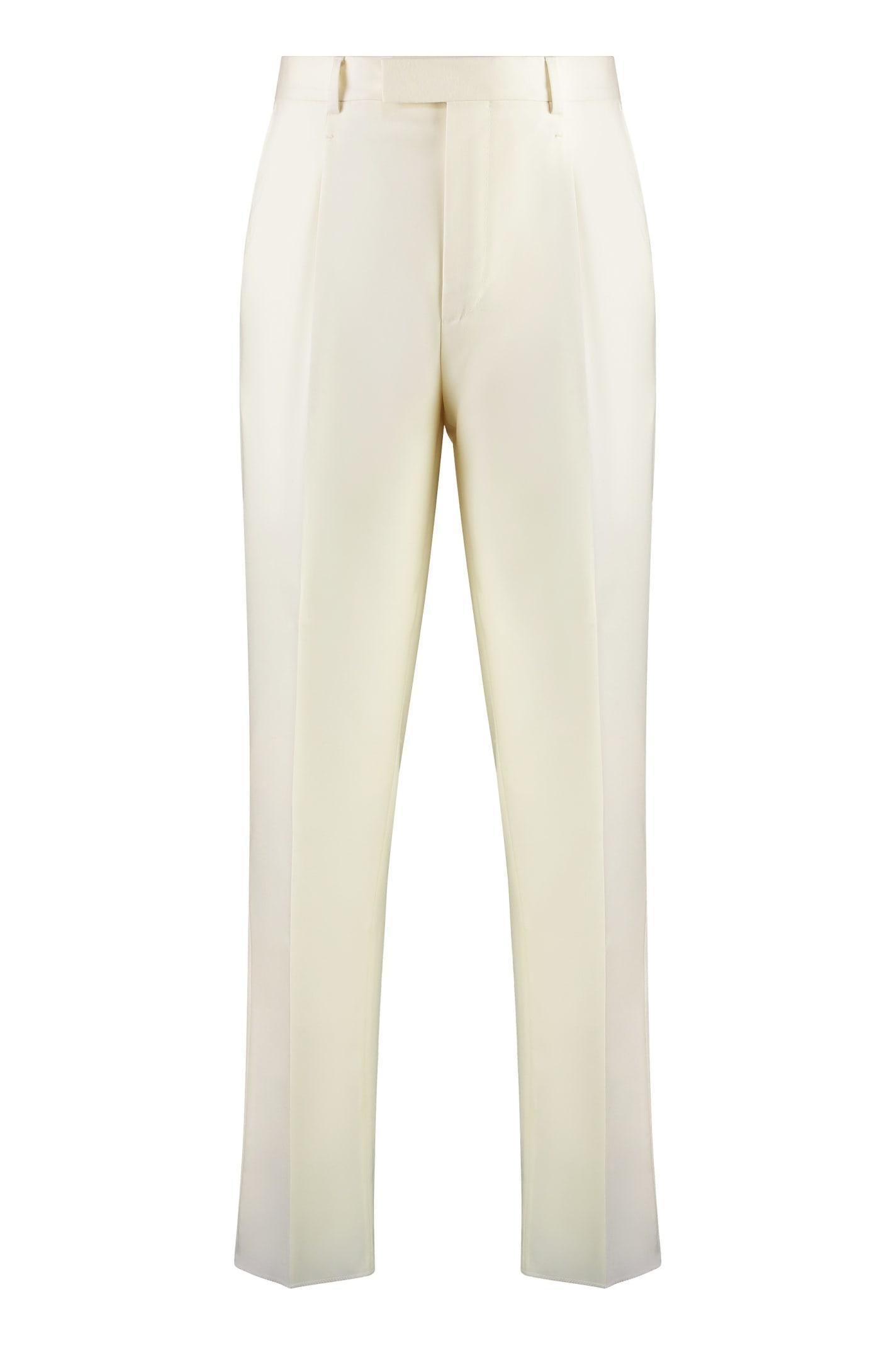 ZEGNA Tailored Wool Trousers In Beige Product Image