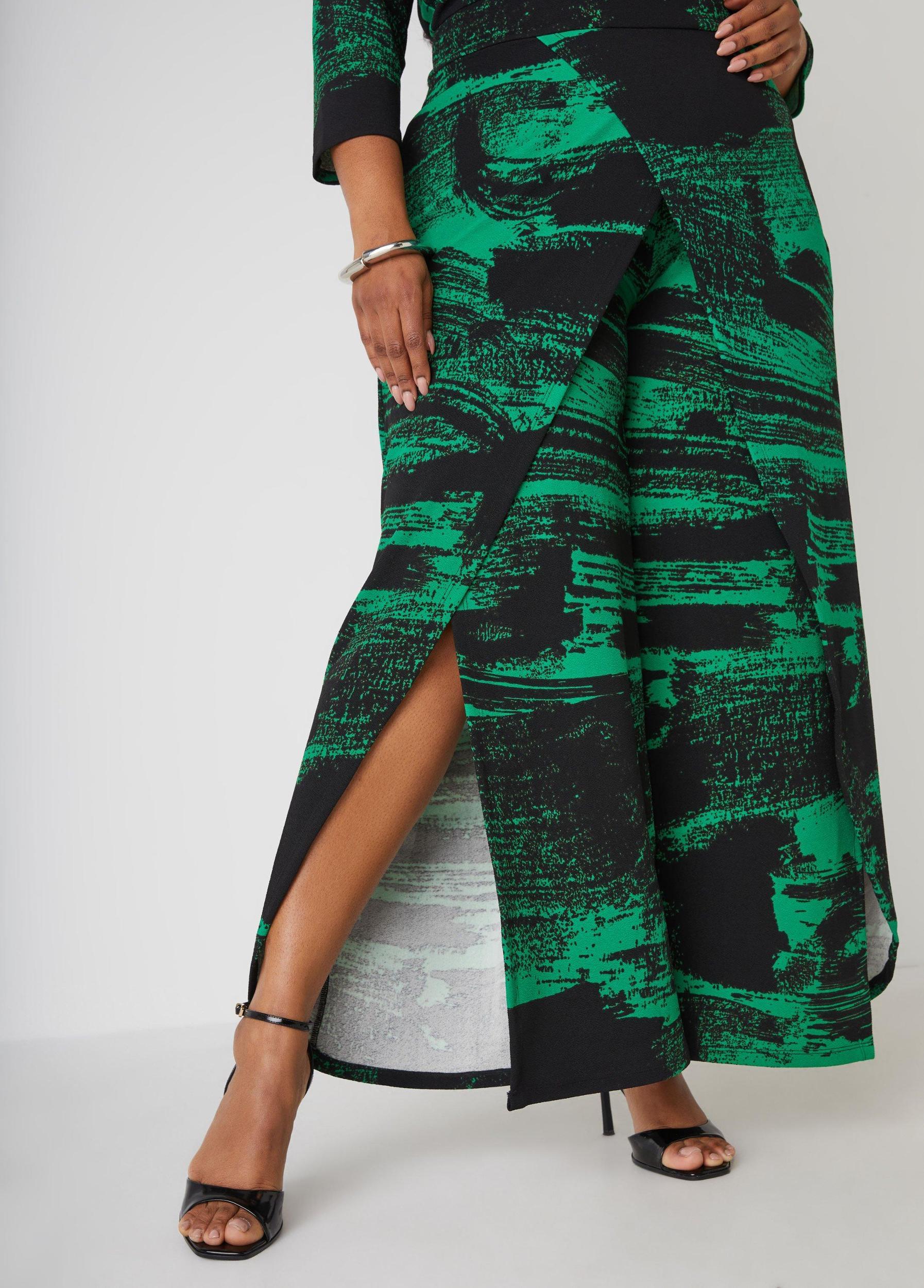 Plus Size Abstract Print Faux Wrap Jumpsuit Ashley Stewart Product Image